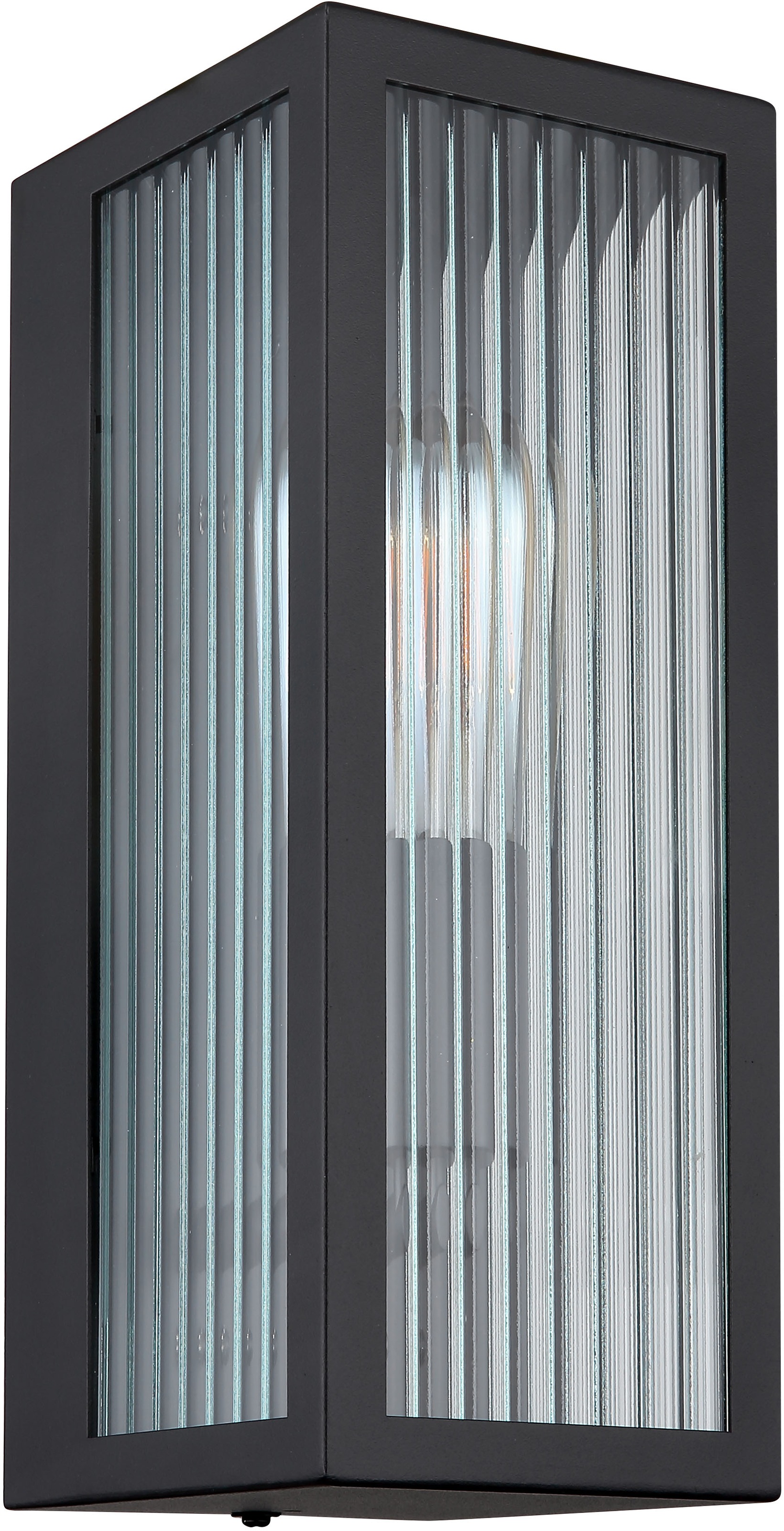 GLOBO LIGHTING Außen-Wandleuchte »GUNDULA«, Leuchtmittel E27 | ohne Leuchtmittel, Außenlampe/schwarz/IP44/Terrasse/Wand/Glas gerillt