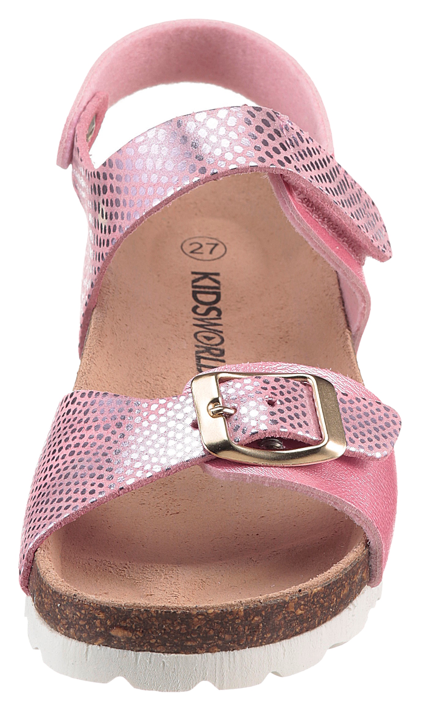 KIDSWORLD Riemchensandale, Sommerschuh, Klettschuh, Urlaubschuh, Strandschuh in Metallic-Optik