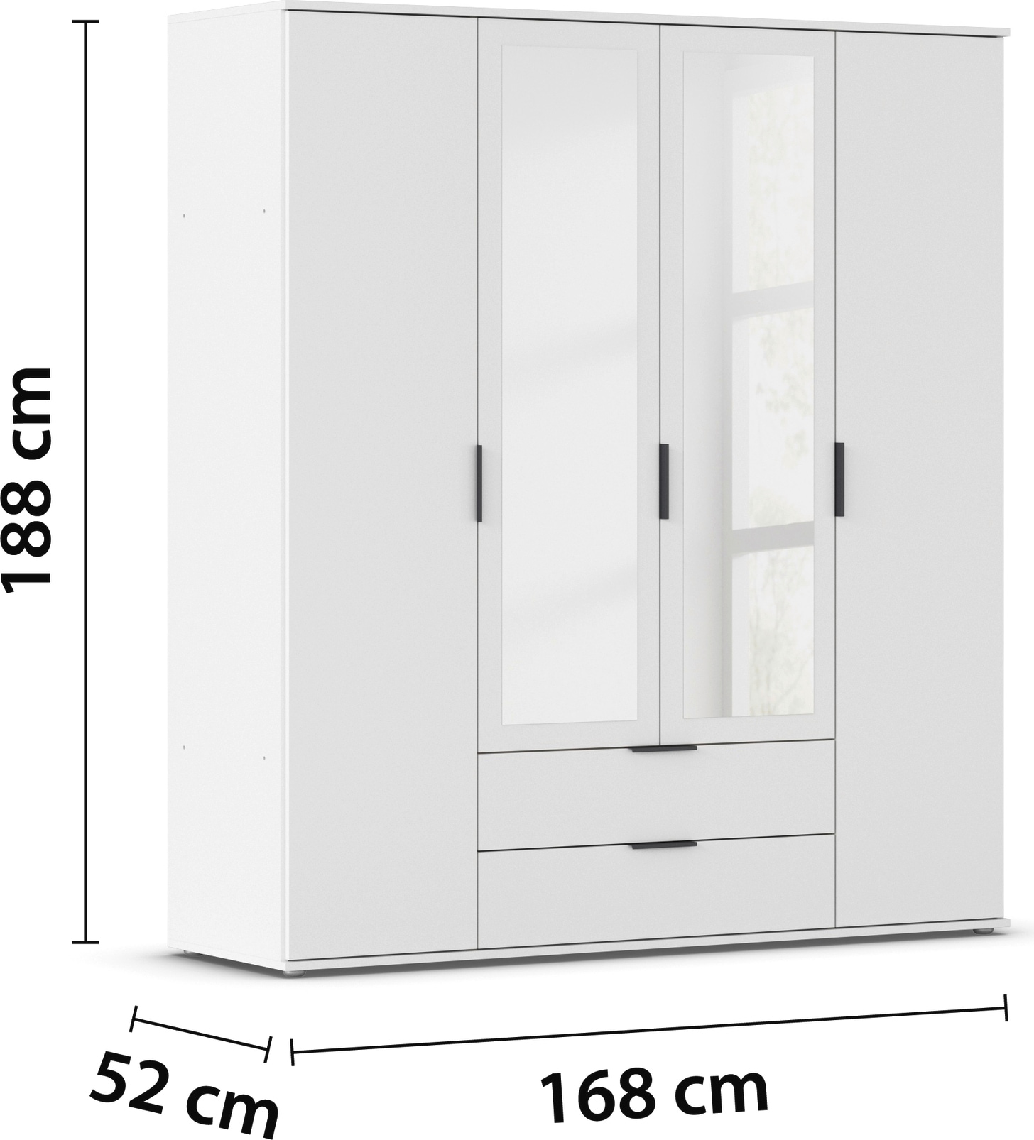 rauch Drehtürenschrank »Kleiderschrank Schrank Garderobe Wäscheschrank ESSEA in 2 Breiten«, mit Spiegel und 2 Schubladen, moderne Griffe MADE IN GERMANY