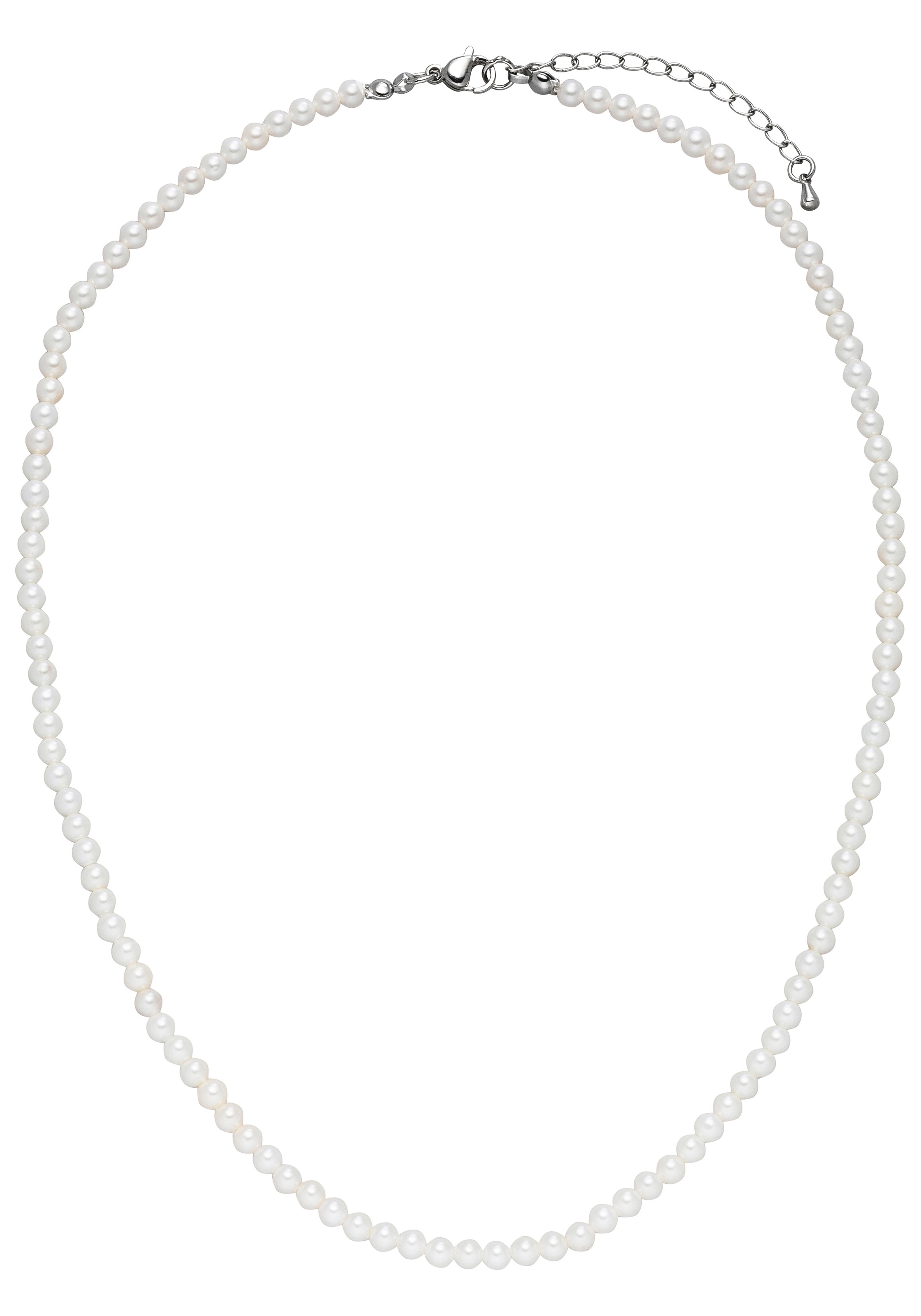 Kette ohne Anhänger JOBO "Perlenkette weiß", weiß, Halsketten, Damen, Messing, L: 50, Muschelkern Perlen 4 mm 50 cm