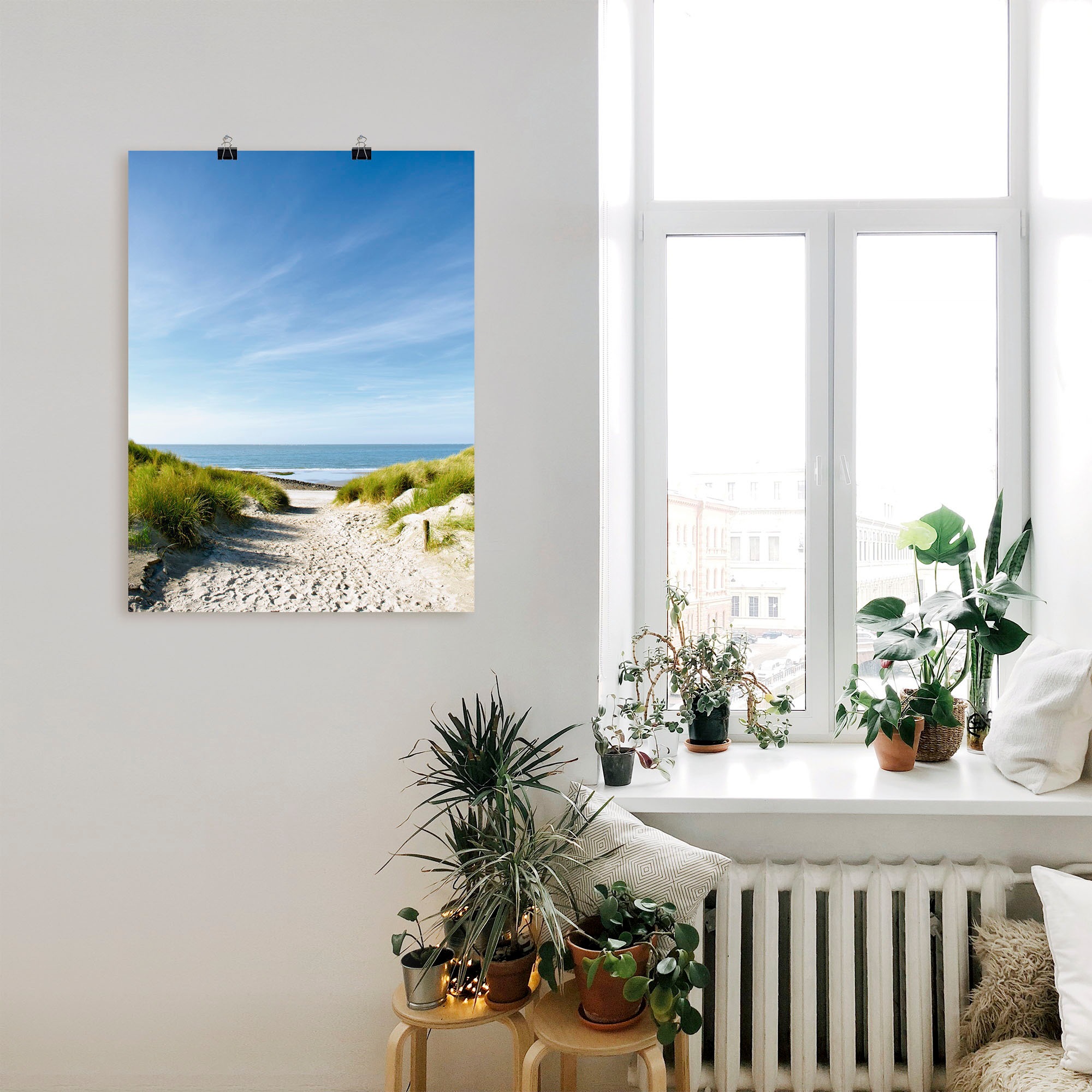 Artland Wandbild »Strand mit Sanddünen und Weg zur See«, Strand, (1 St.), als Alubild, Outdoorbild, Leinwandbild, Poster, Wandaufkleber