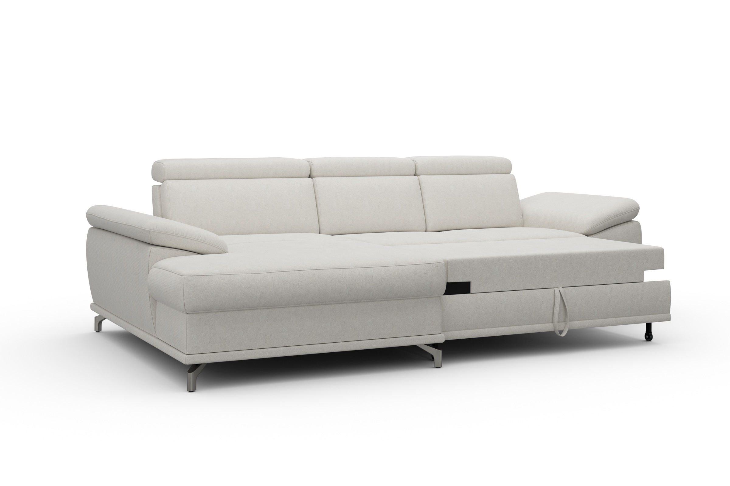 sit&more Ecksofa »Cabrio L-Form, mit Sitztiefenverstellung, Arm- und Kopfteilverstellung«, 2 Nierenkissen, Federkern, optional Bettfunktion und Stauraum
