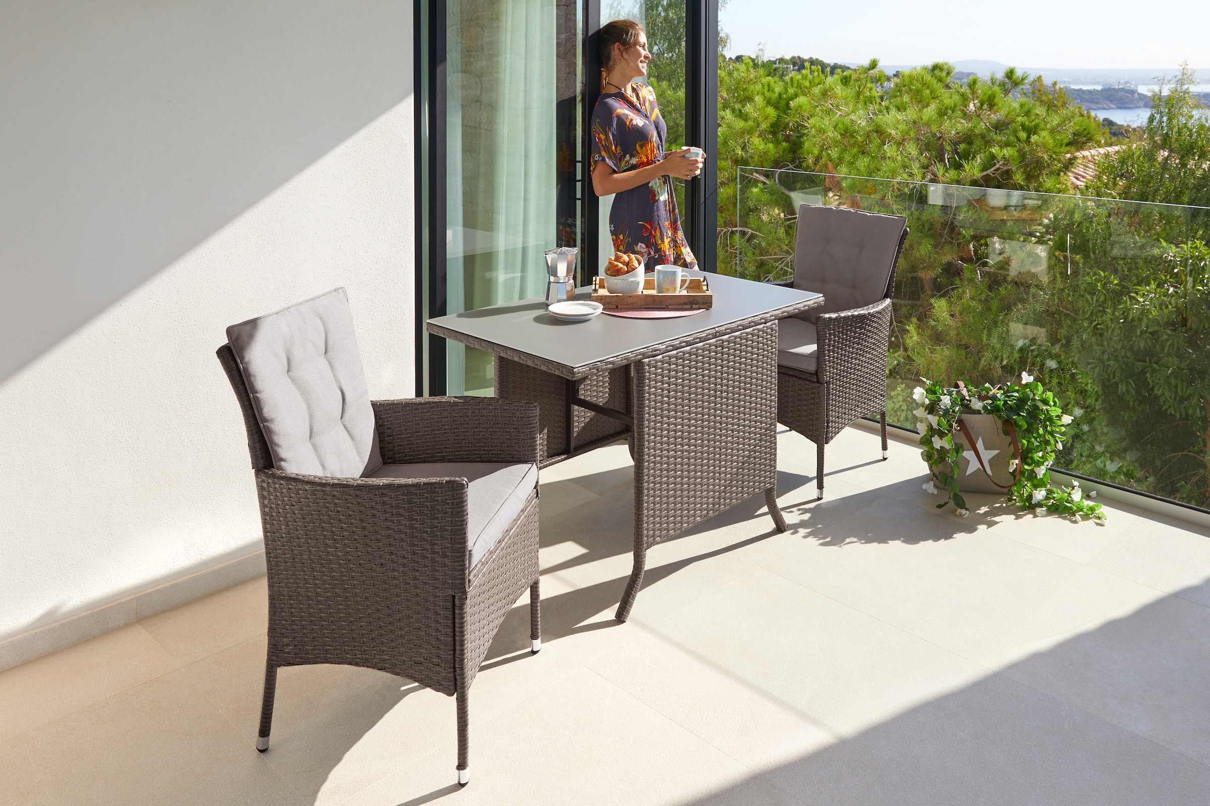 KONIFERA Garten-Essgruppe "Balkonset "Mailand"" Set, 2x Sessel, 1x Tisch 11 günstig online kaufen