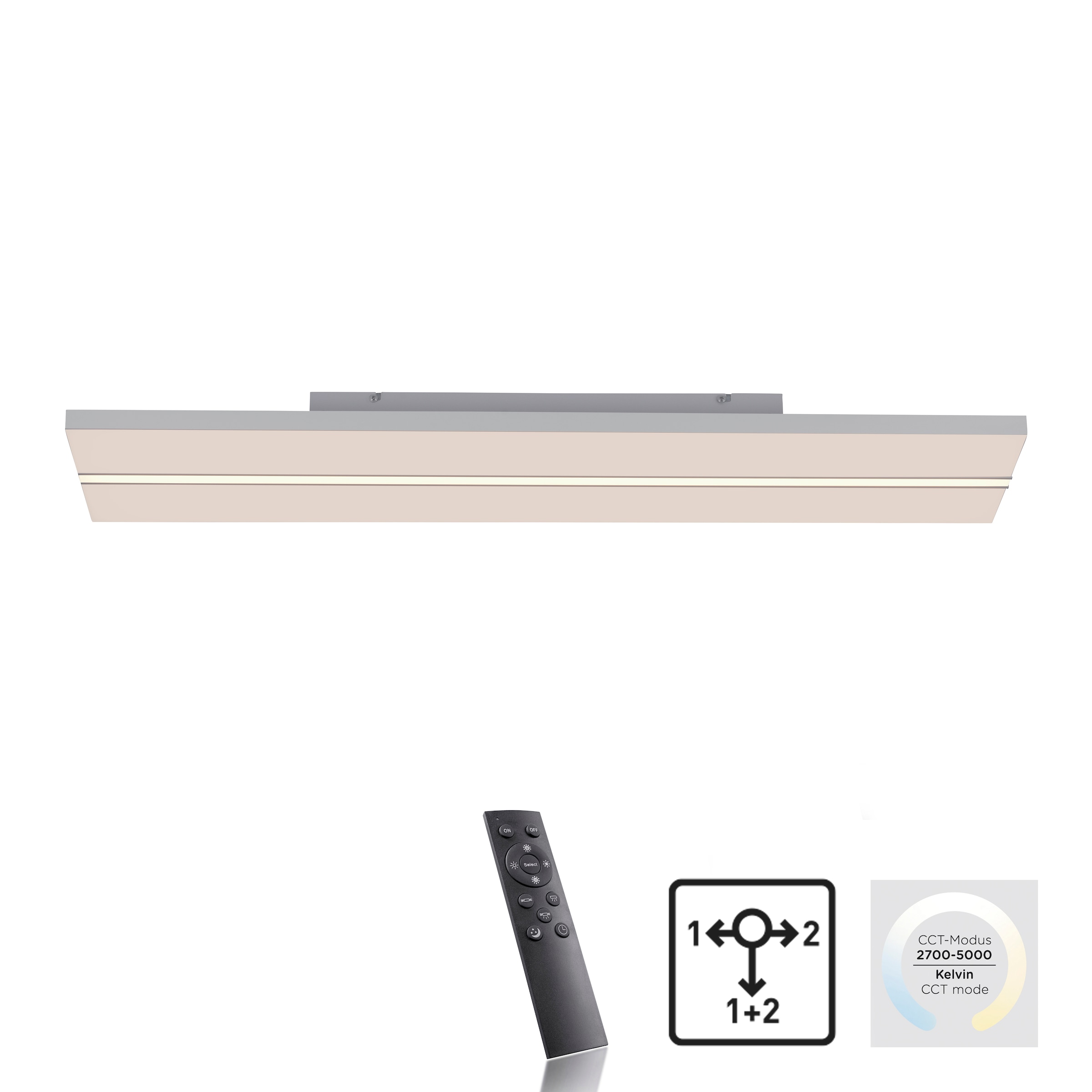 Deckenleuchte 2 LED JUST BAUR »EDGING«, über Fernbedienung dimmbar flammig-flammig, LIGHT |