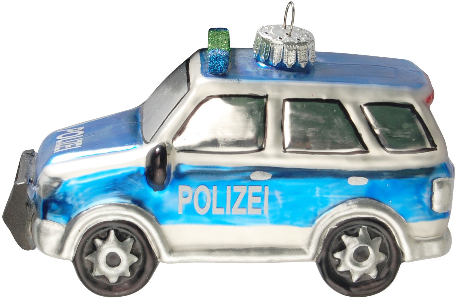 Krebs Glas Lauscha Christbaumschmuck "CBK90199, Weihnachtsdeko, Christbaumschmuck", (1 tlg.), Polizeiauto aus Glas