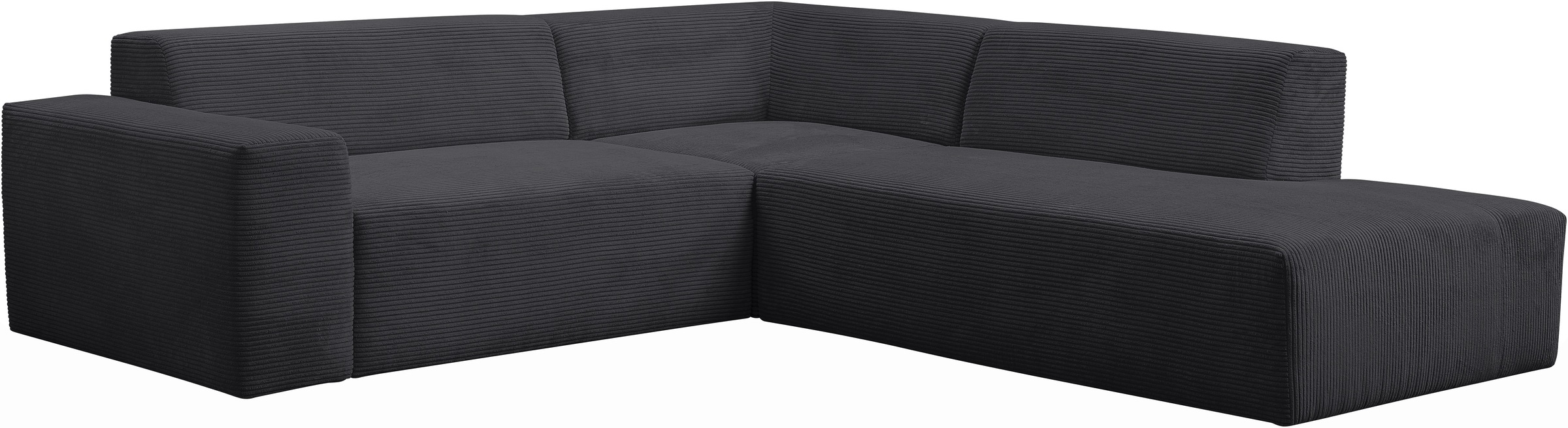 WERK2 Ecksofa »Zeus-M, B/T: 251/262 cm, tolles Sofa mit schönen Details, L-Form« Curvy Trend Garnitur, urbane Optik, komfortable Wellenunterfederung