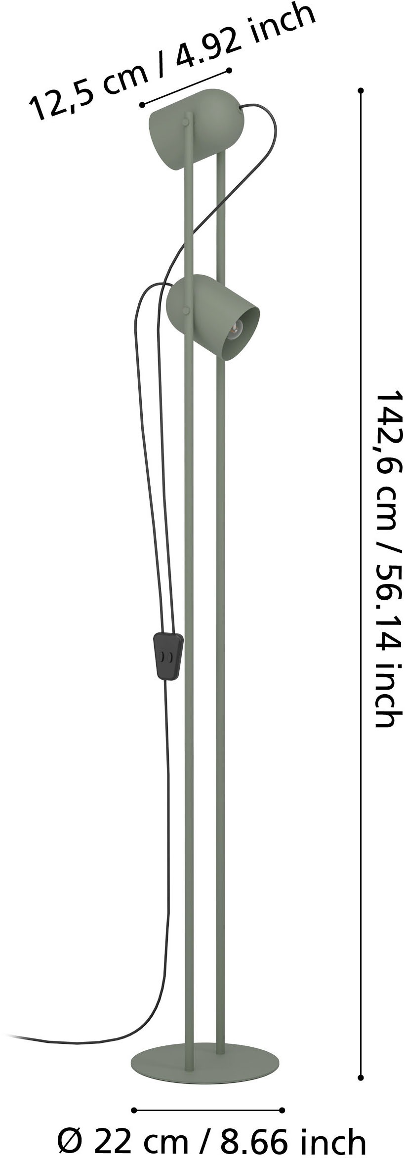 EGLO Stehlampe »TILSTON Stehlampe - Stahl - E14 - 2X8W - IP20« E14 1 Stk. Standlampe, 2 schwenkbare Spots, Leselampe, L12,5 x B13 x H142,5 cm