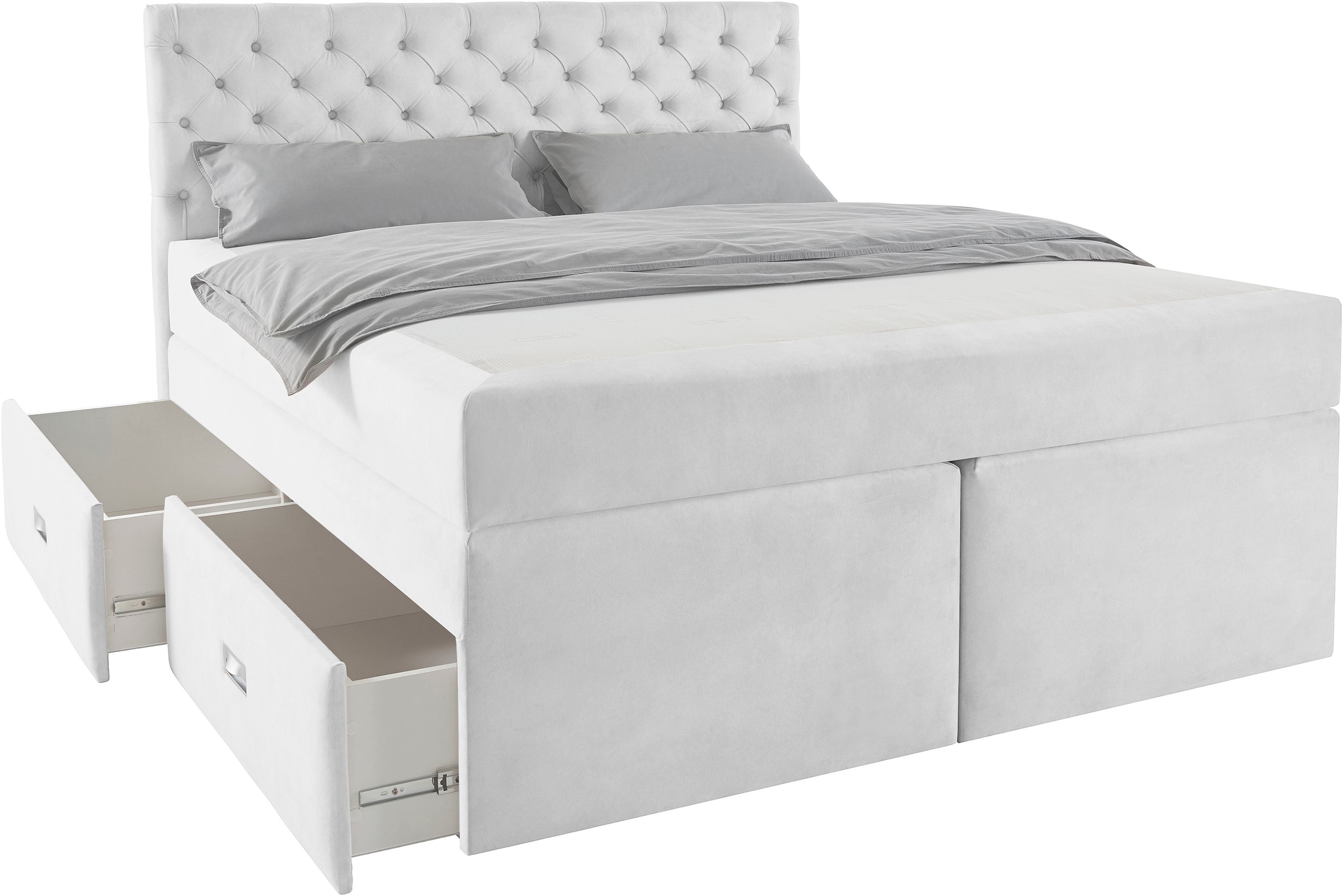 Home affaire Polsterbett »Boxbett Alvi mit Schubladen, Taschen-Federkernmatratze«, wahlweise Härtegrad der Matratze H2/H3/H4