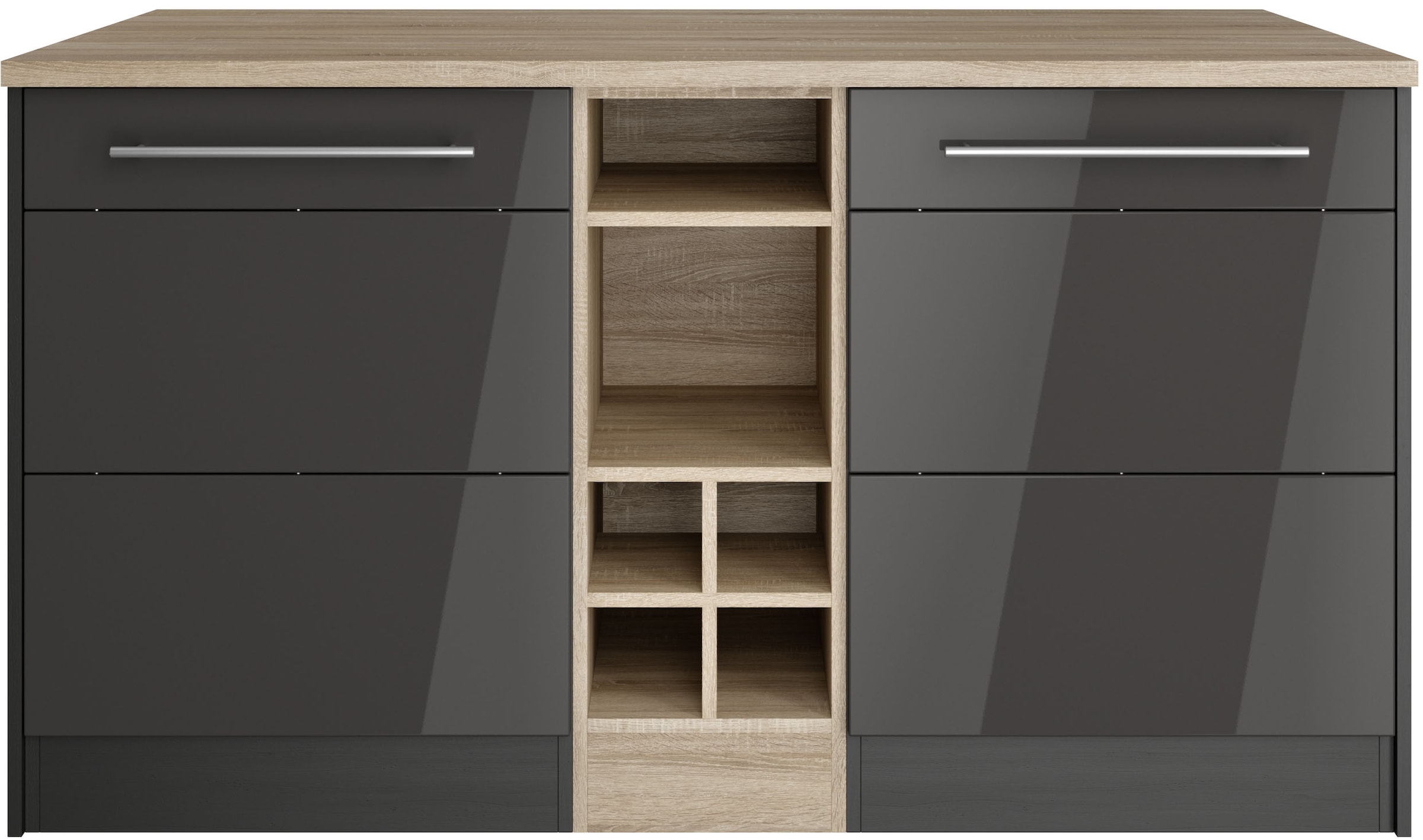 HELD MÖBEL Kücheninsel »Wien«, Breite 153 cm, MDF-Fronten, Flaschenregal