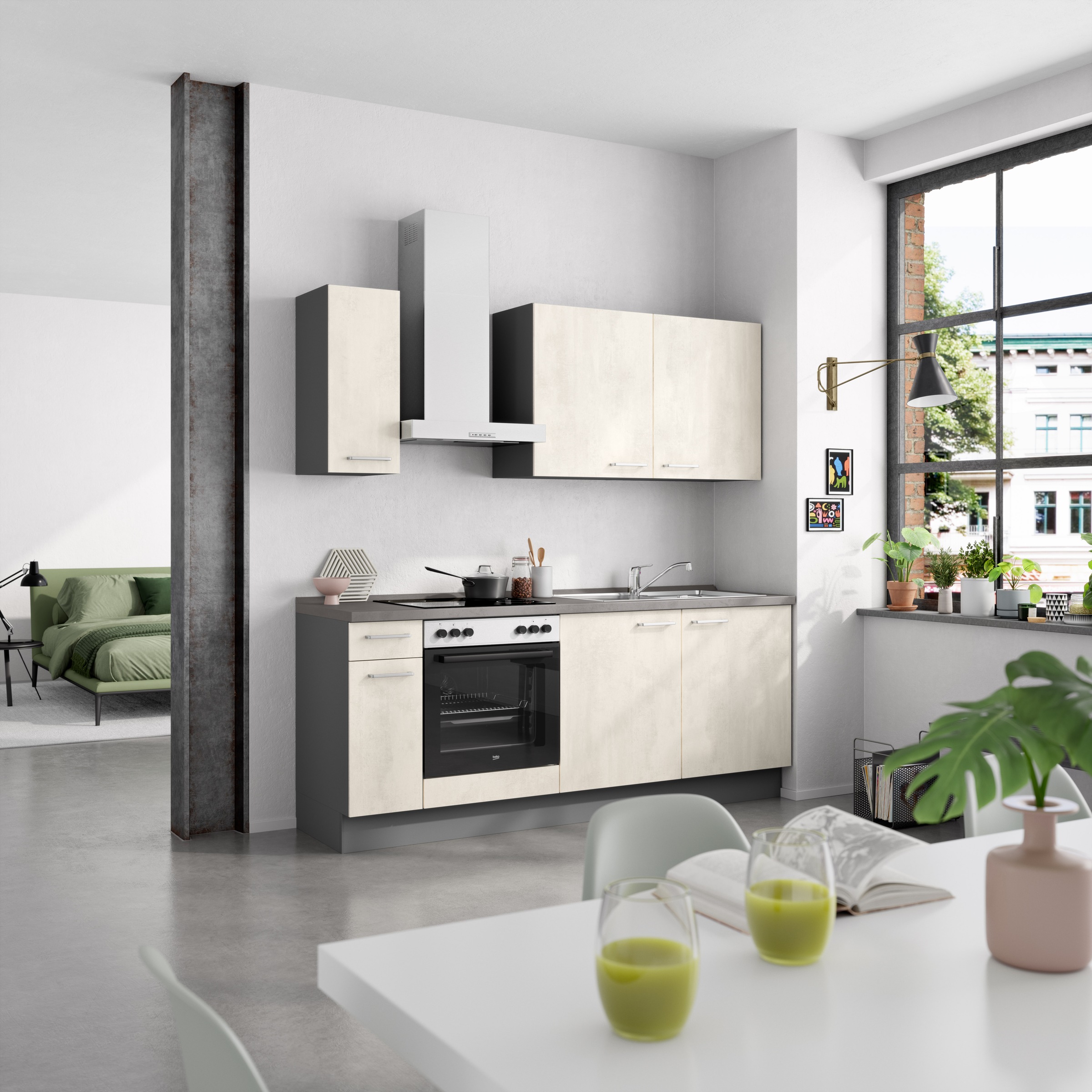 nobilia® Küchenzeile »"Riva I"«, vormontiert, Ausrichtung wählbar, Breite 210 cm, wahlw. mit E-Geräten