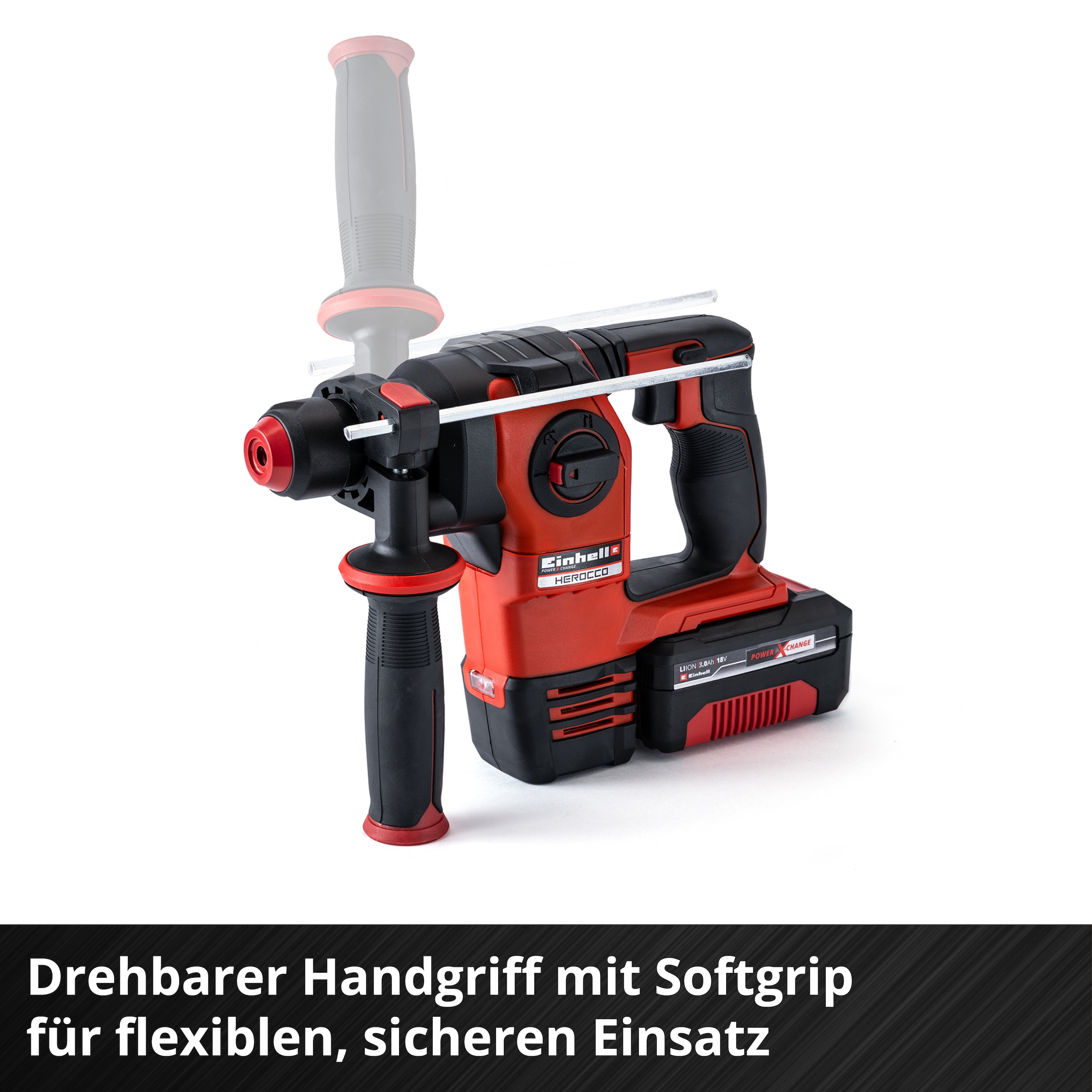 Einhell Akku-Bohrhammer »HEROCCO Kit +5«, Inkl. Akku 18V/3Ah, Ladegerät, Bit- Adapter, Bohrer, Meißel und Koffer