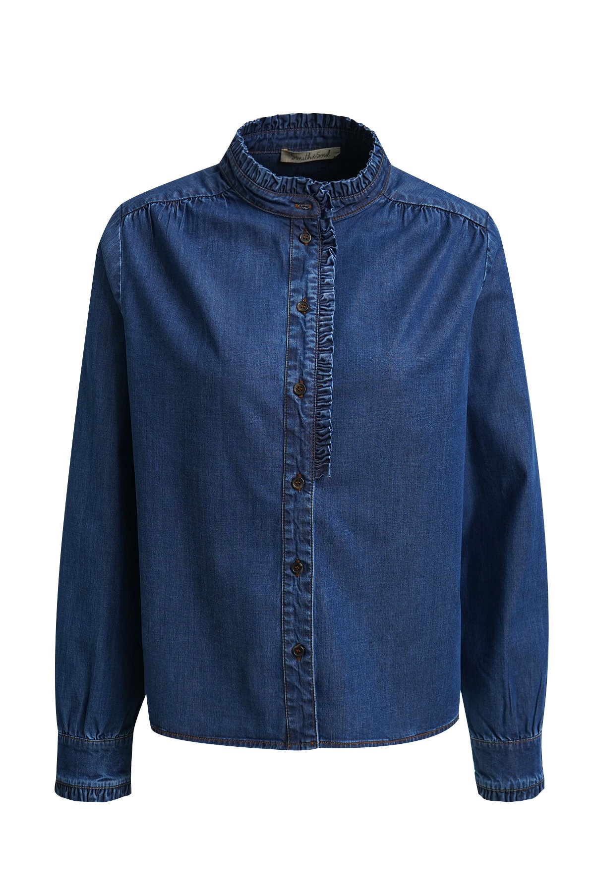 Smith & Soul Jeansbluse mit Rüschen am Ausschnitt
