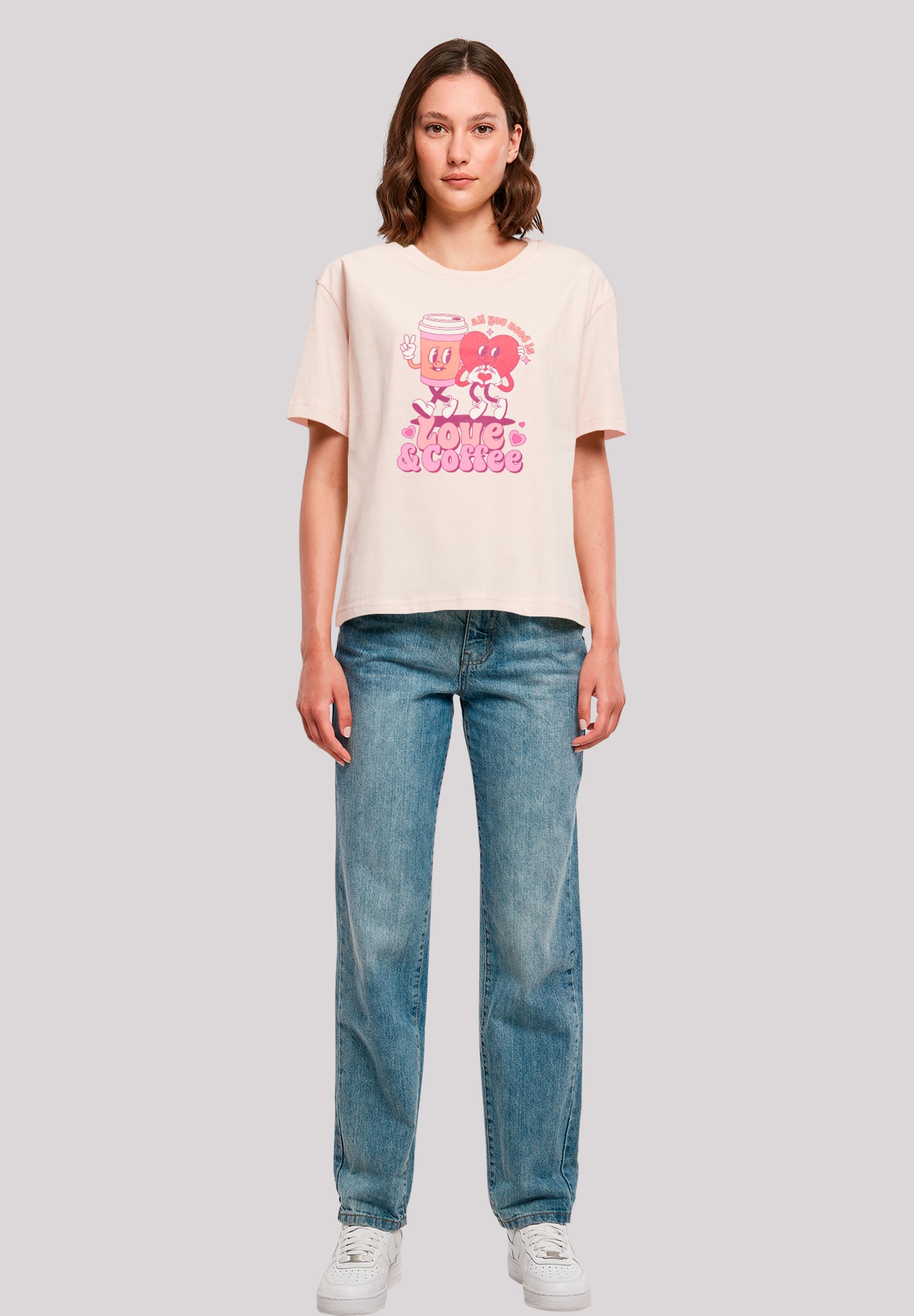 F4NT4STIC T-Shirt »Love and Coffe Valentinstag«, Premium Qualität
