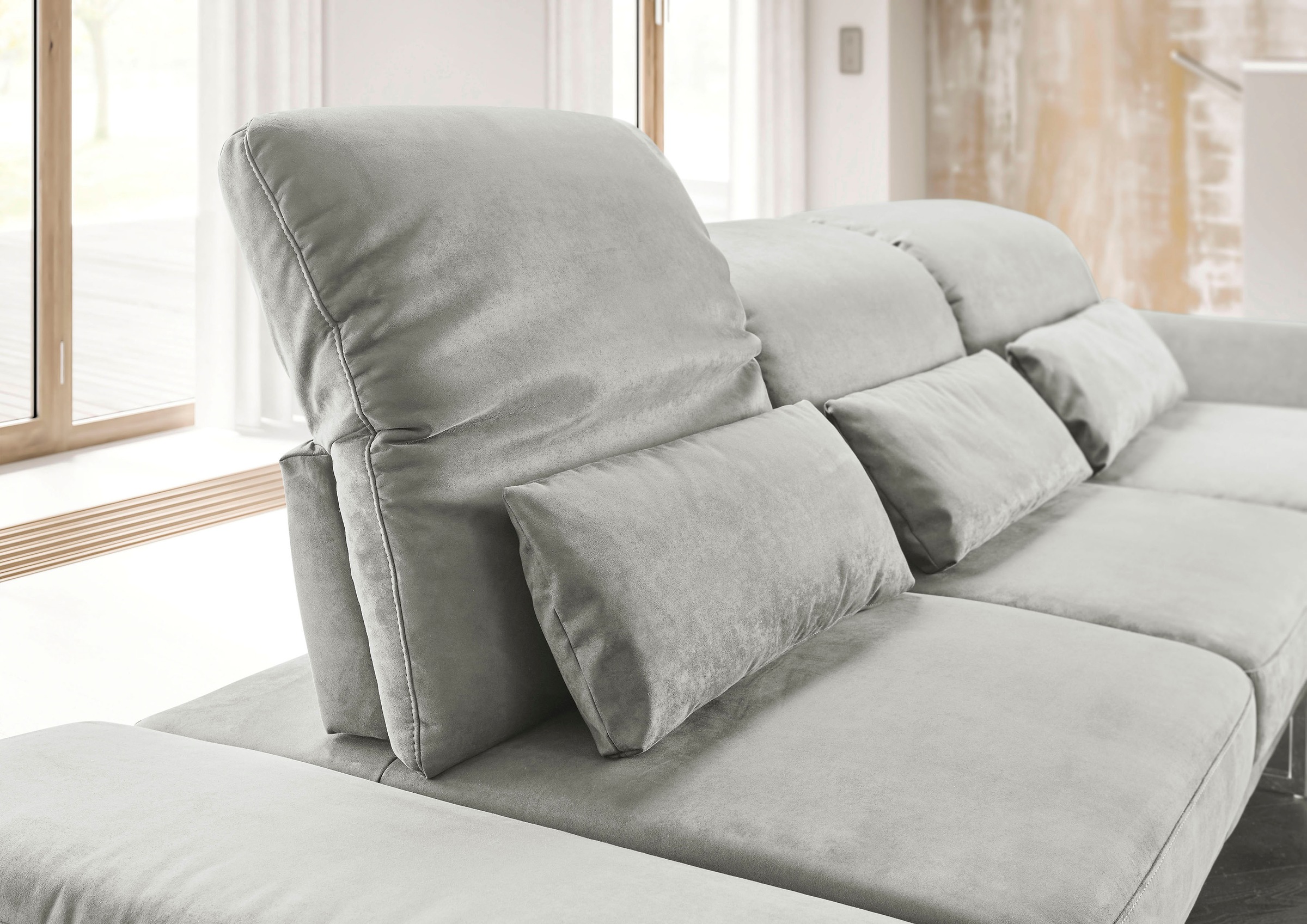 3C Candy Ecksofa »Mallow Designsofa mit Komfortfunktionen, modern und bequem, L-Form«, Verstellbare Armlehne und Kopfteil, manuelle Sitztiefenverstellung