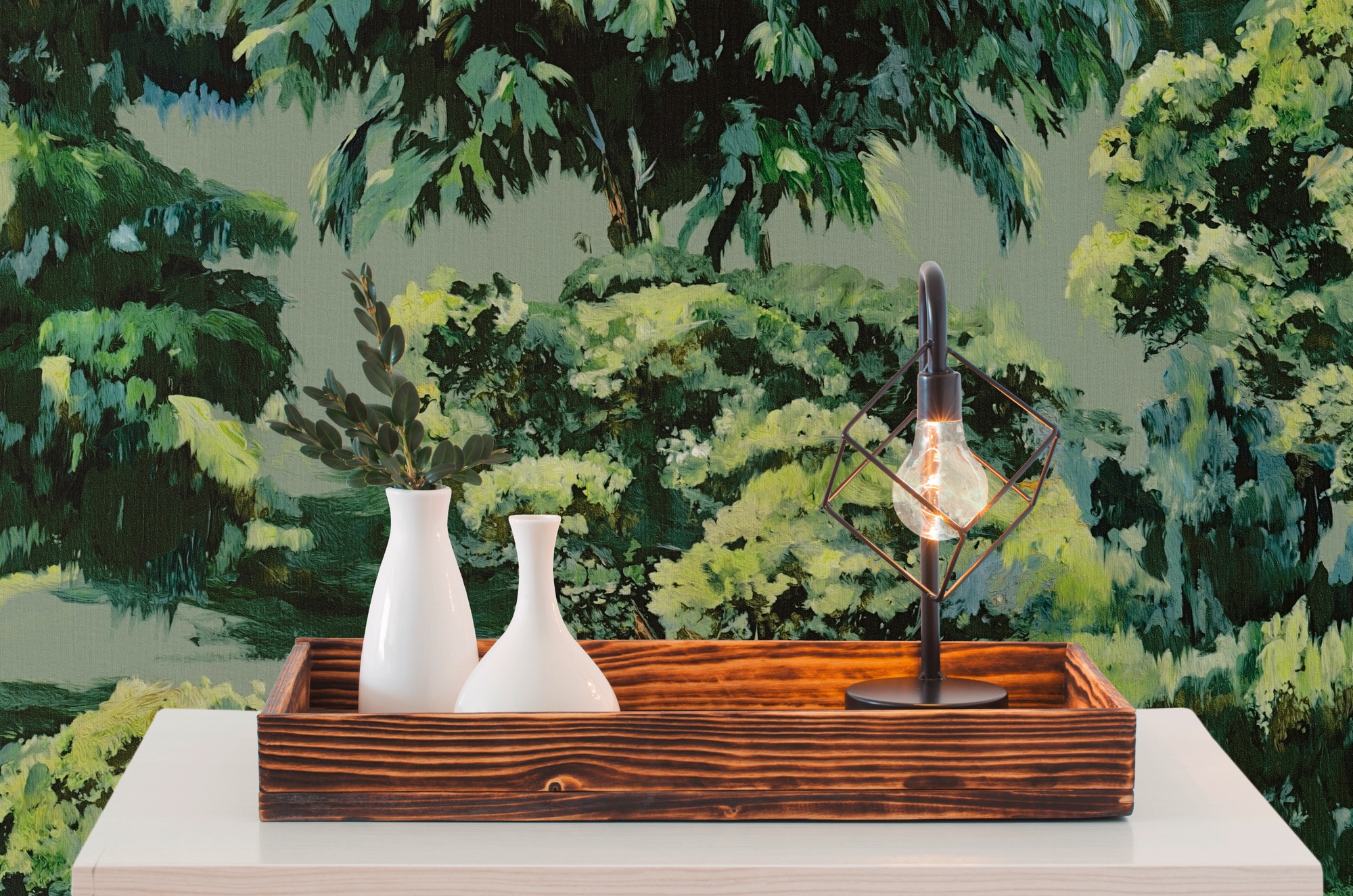 A.S. Création Vliestapete »Pintwalls III Waldlandschaft Gemälde« Kunst strukturiert Natur-inspirierte impressionistische Baumtapete für den Wohnraum