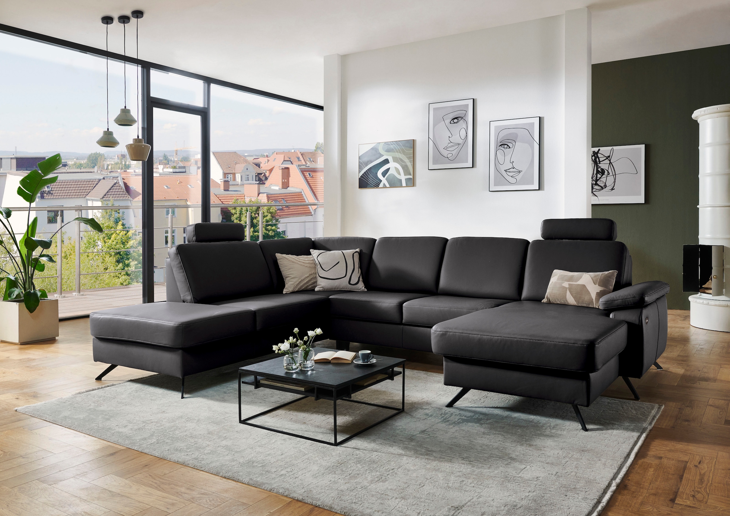 Die PlanBar Wohnlandschaft "PN-EM15047 U-Form, mit Kopfstützen" Echtleder, günstig online kaufen