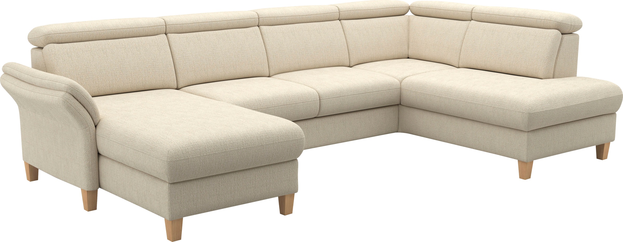 Wohnlandschaft HOME AFFAIRE "Glendale, U-Form", sand, B:321cm H:84cm T:193cm, 100% Polyester, Sofas, Wohnlandschaft, inkl. Kopfteilverstellung, wahlweise mit Vorziehsitz und Bettkasten 2