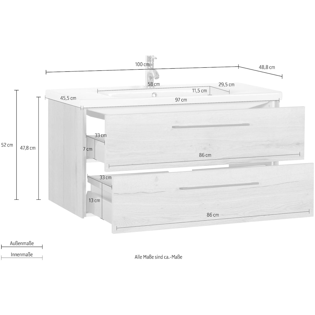 MARLIN Waschtisch »3400«, Breite 100 cm