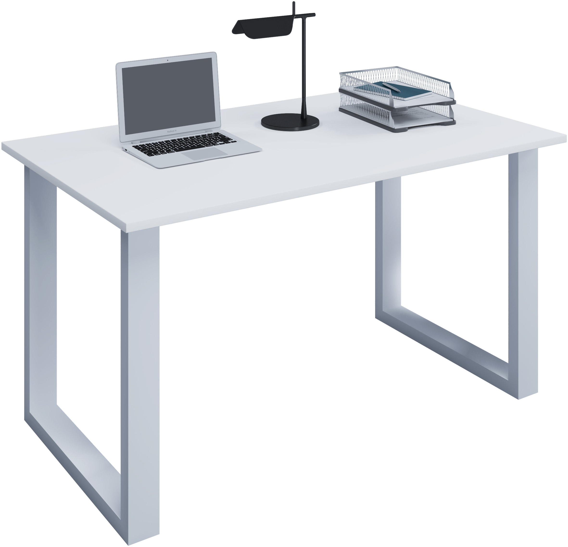 Schreibtisch VCM "Schreibtisch Bürotisch Computertisch 140x50 Lona U", weiß, weiß, B:140cm T:50cm, Tische, Schreibtisch