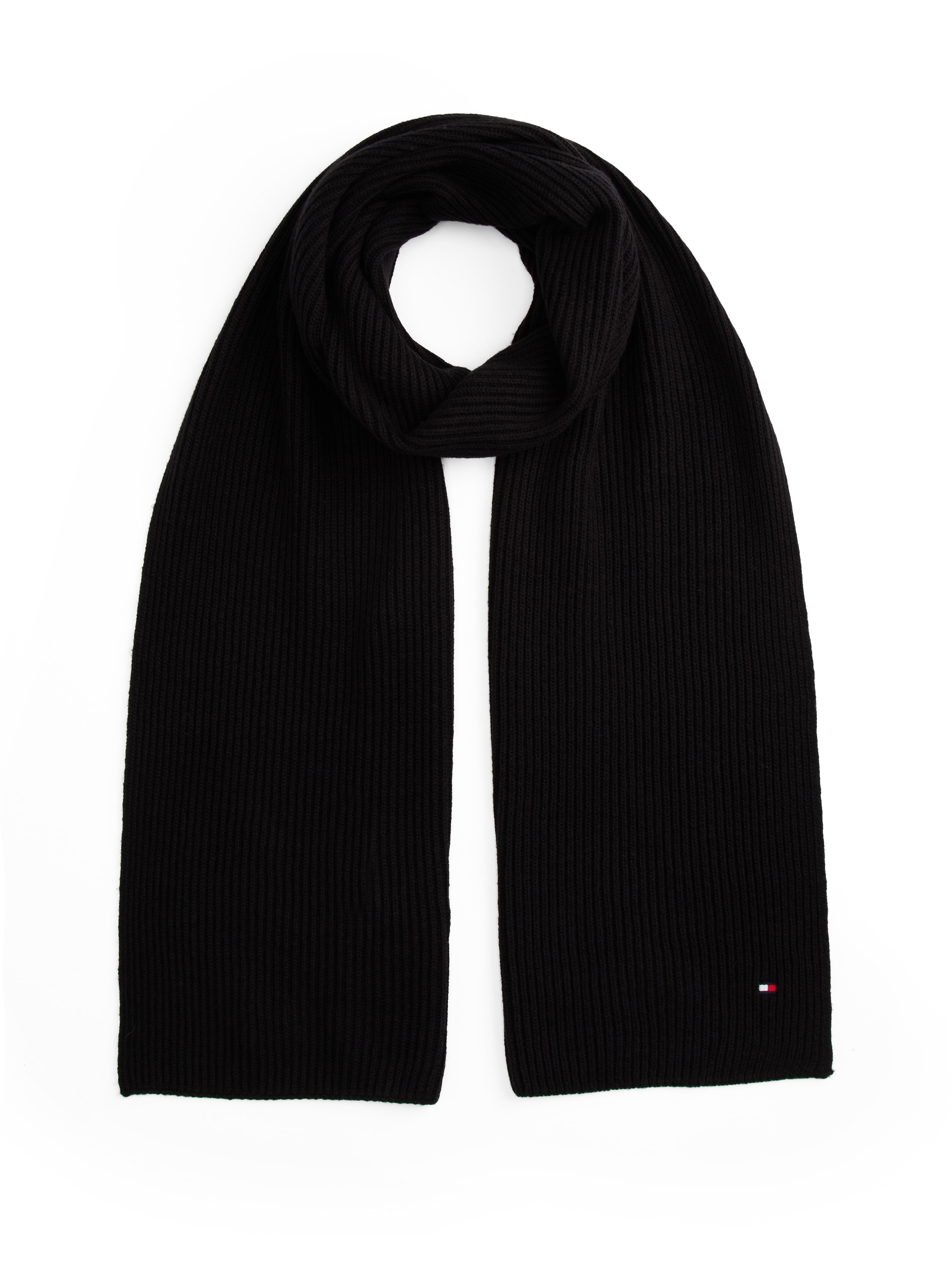 Tommy Hilfiger Strickschal »TH FLAG PIMA COTTON CASH SCARF«, mit Logostickerei