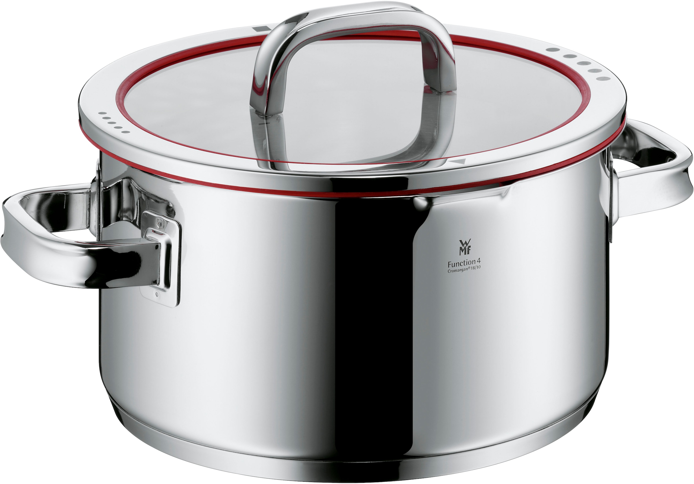WMF Topf-Set »Function 4«, Cromargan® Edelstahl Rostfrei 18/10, (Set, 8 tlg.), wärmereduzierende Griffe, mit 4 Abgießfunktionen, Innenskalierung