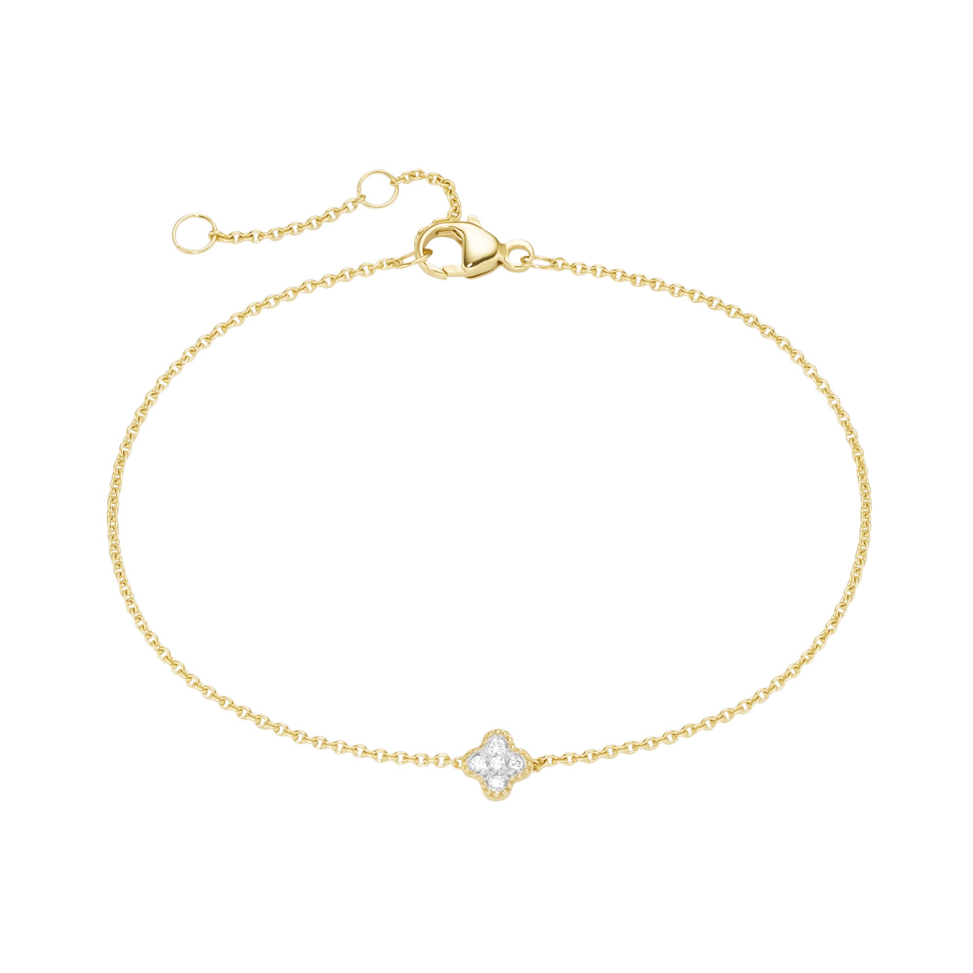 LUIGI MERANO Damen Armband "Mittelteil Blüte, mit funkelnden Brillanten, Gold 585", 19cm, Gelbgold 585, gold, Gelbgold 585, Armbänder