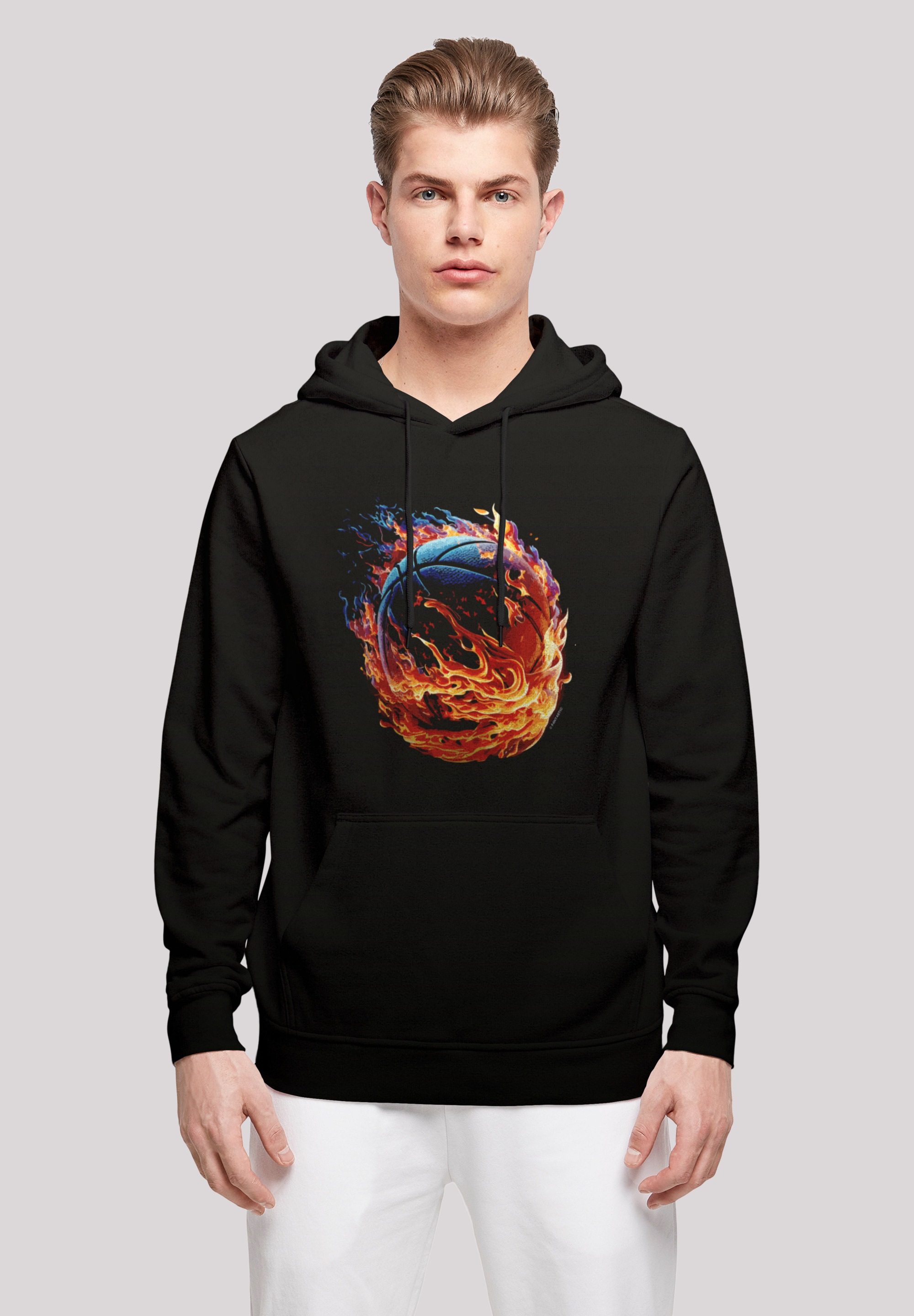 F4NT4STIC Kapuzenpullover "Basketball On Fire Sport HOODIE", Print