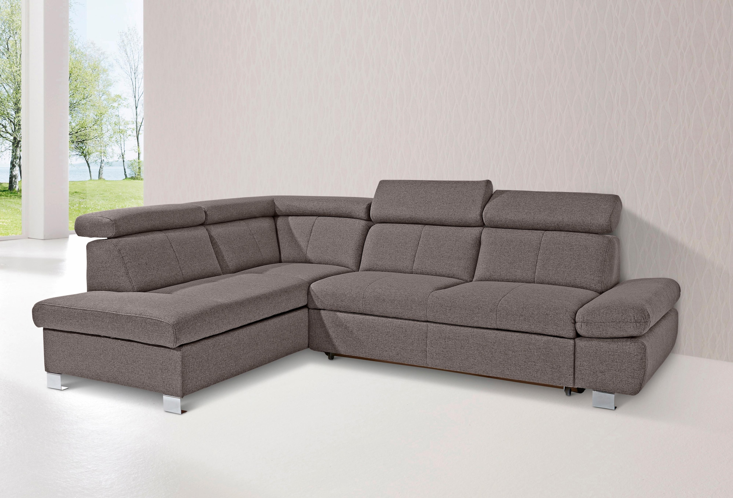 exxpo - sofa fashion Ecksofa »Happy, L-Form«, mit Ottomane, wahlweise mit Bettfunktion und Bettkasten