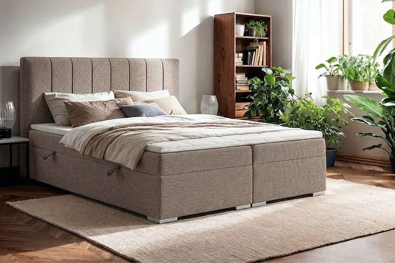 Home affaire Boxbett "GALLIPOL mit Bettkästen, Matratze und Topper, Breite 140/160/180/200cm" Doppelbet mit Kopfteil, Stauraumbett mit Bonnell- oder Taschenfederkernmatratze (H2, H3)