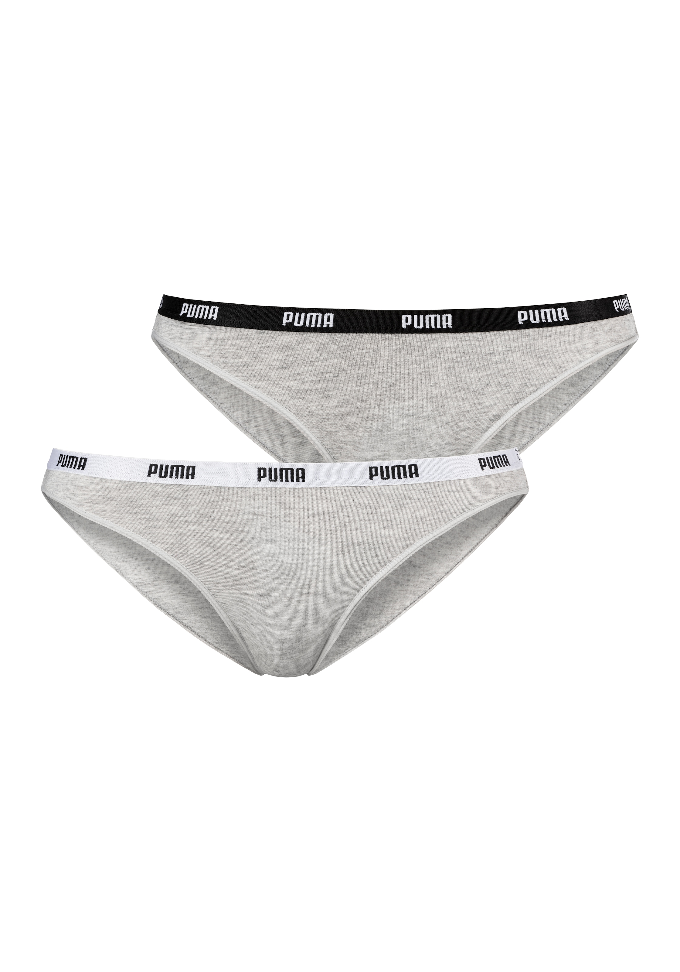 PUMA Bikinislip "Iconic", (Packung, 2er-Pack), mit schmalem Logo-Webbündchen