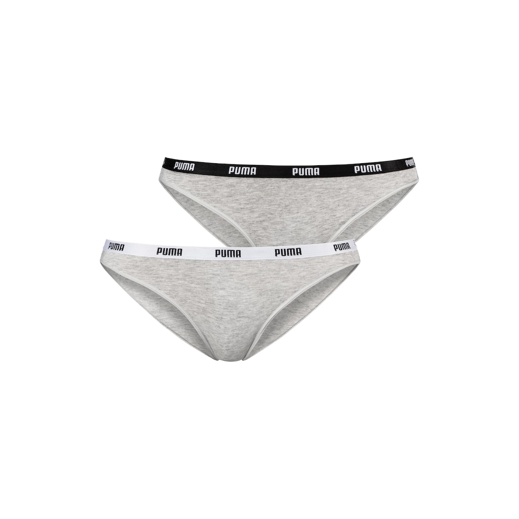 PUMA Bikinislip »Iconic«, (Packung, 2 St.), mit schmalem Logo-Webbündchen