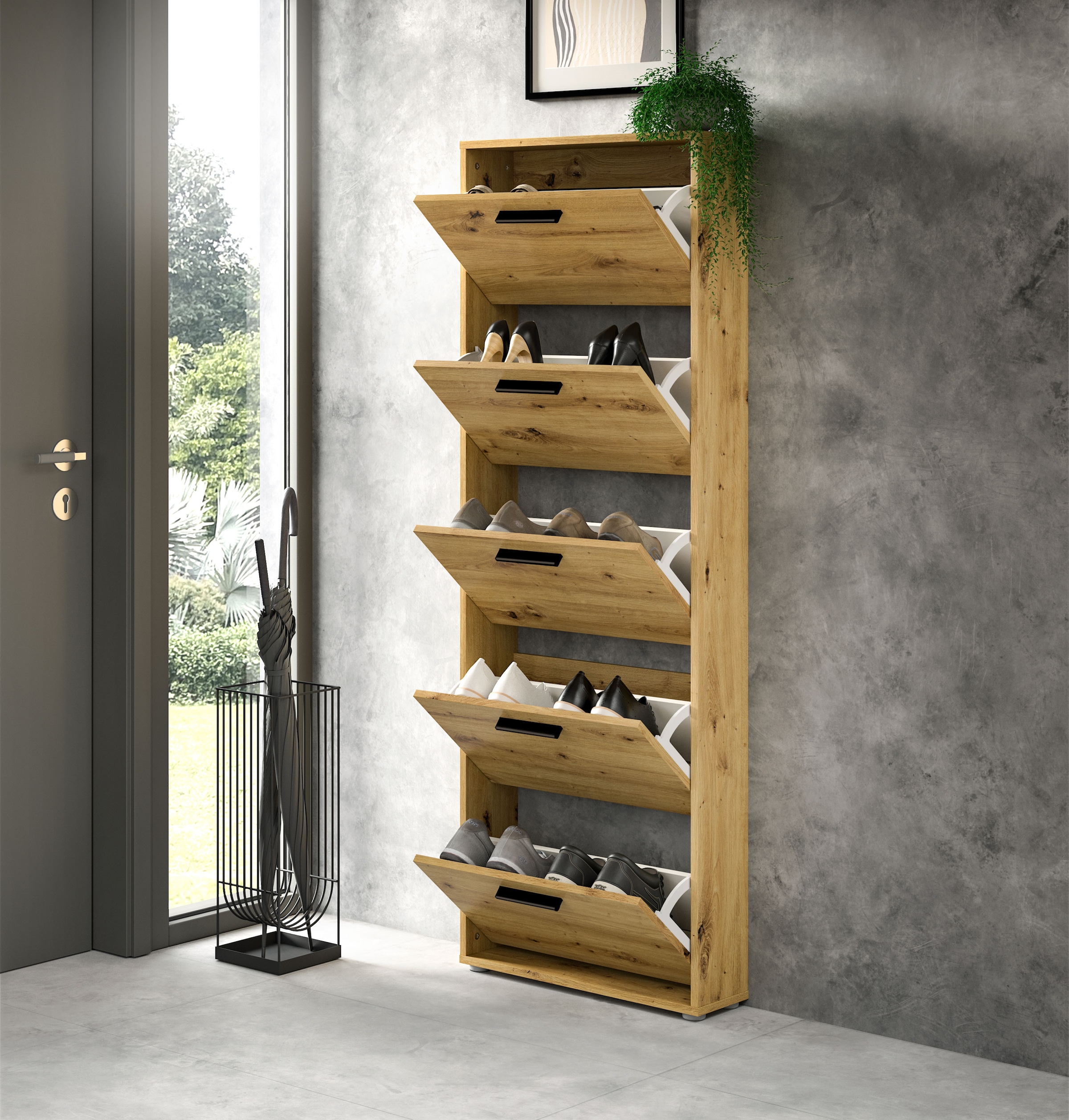 HBZ Schuhkommode »Sam Schuhkipper, Schuhschrank BxHxT 59x169x17 cm« 1 Stk. tlg. mit 5 Klappen