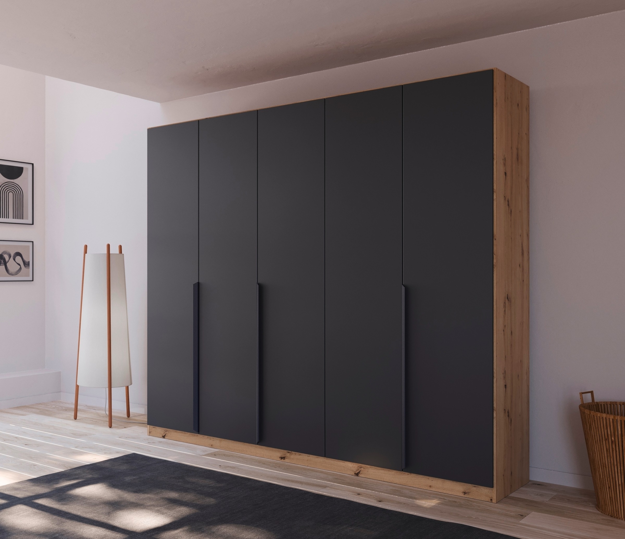 rauch Drehtürenschrank "Kleiderschrank Schrank Garderobe Ankleide DARK&WOOD BY QUADRA SPIN" Breiten: 181/226/271 cm, Höhe 210 cm, im Industrial Style mit Metallgriffstangen