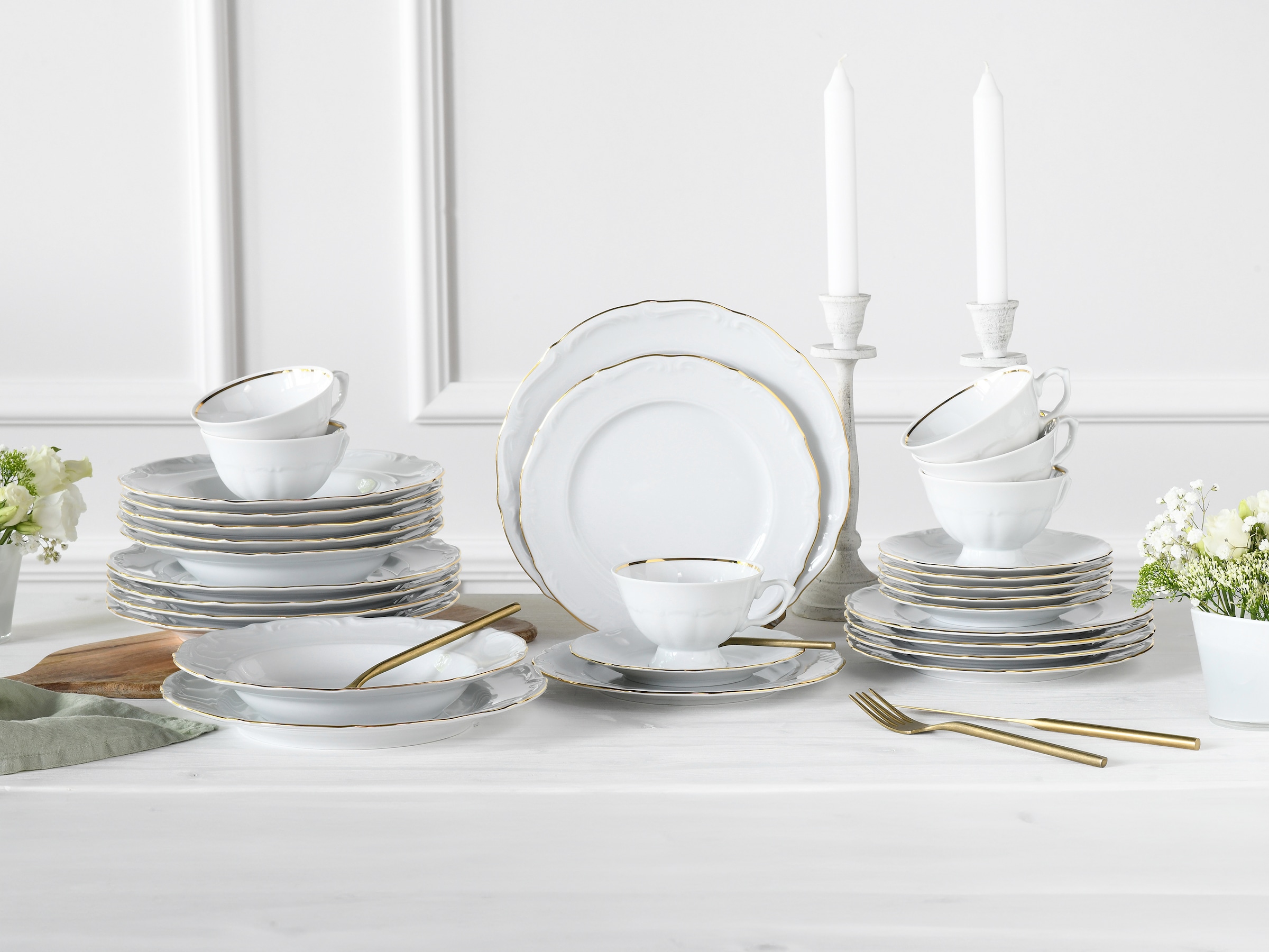 CreaTable Kombiservice »Maria Theresia, Kombi-Service 30-tlg«, (Set, 30 tlg.), Traditionelle Porzellanform