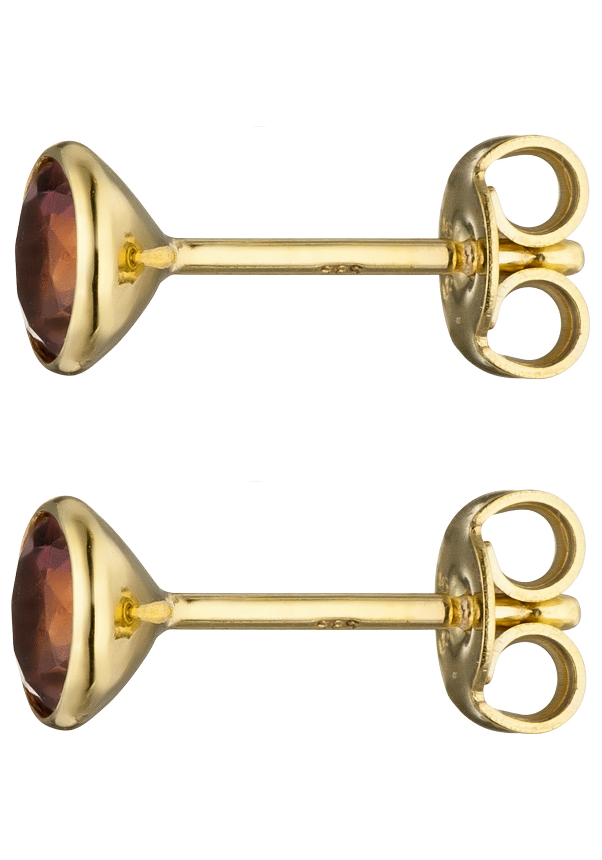 JOBO Paar Ohrstecker »Ohrringe Goldohrringe rund 5 mm« 585 Gold mit Turmalin