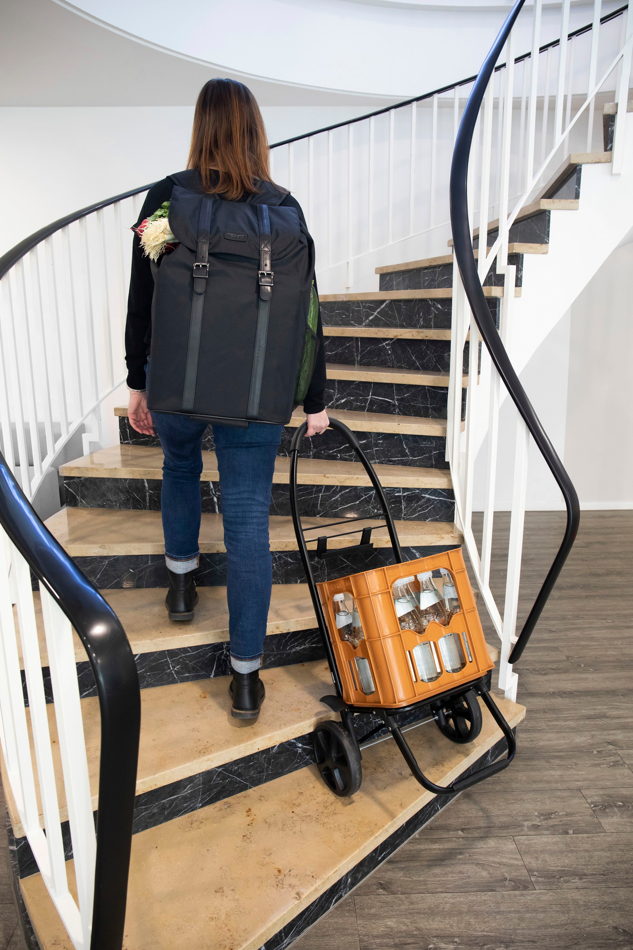 meister Einkaufstrolley »Black Edition - Separater«, 45 Liter, Einkaufstrolley und Rucksack in einem