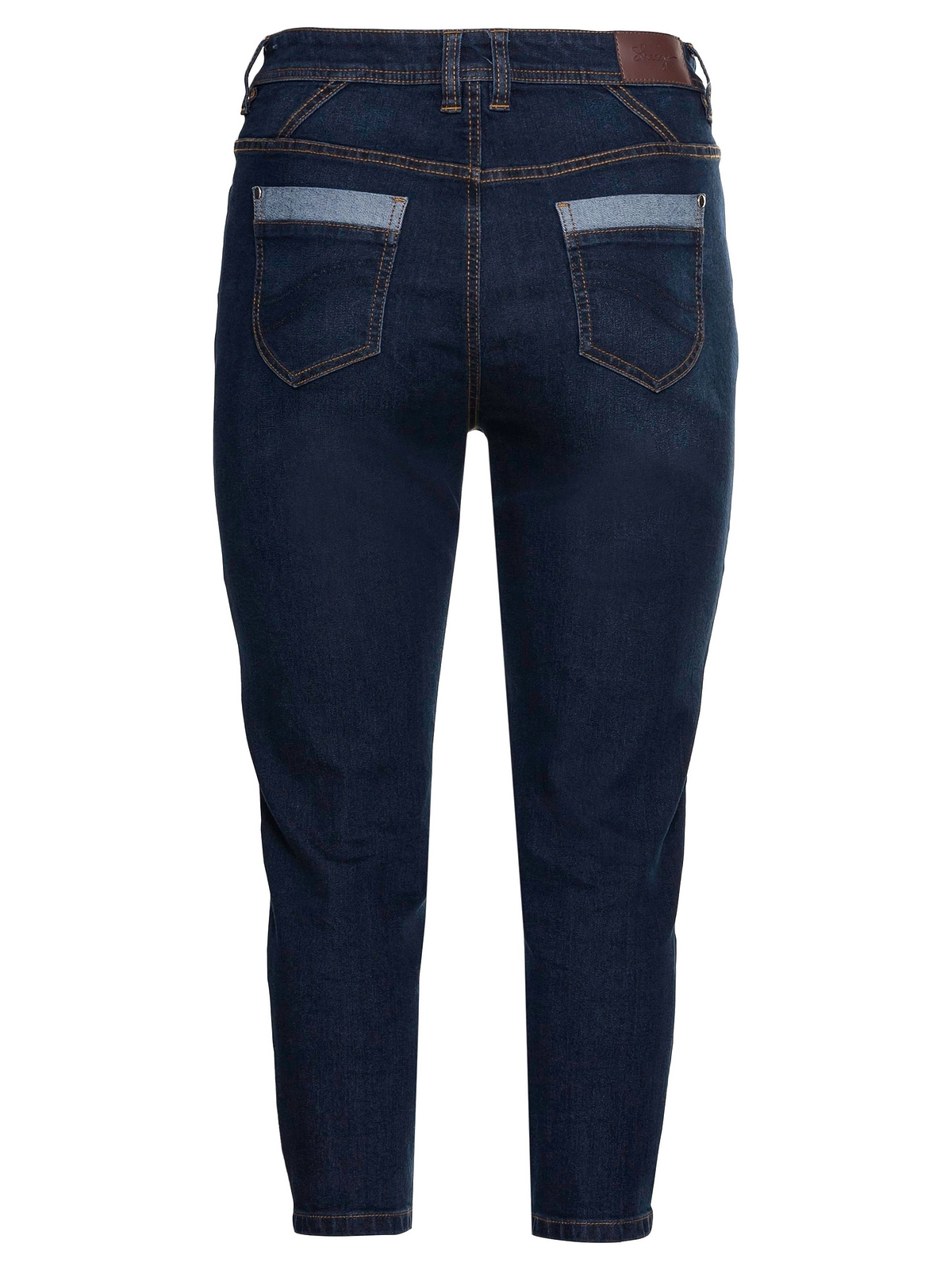 mit für Sheego | vorn bestellen BAUR Stickerei Stretch-Jeans 7/8-Länge, »Große in Größen«,