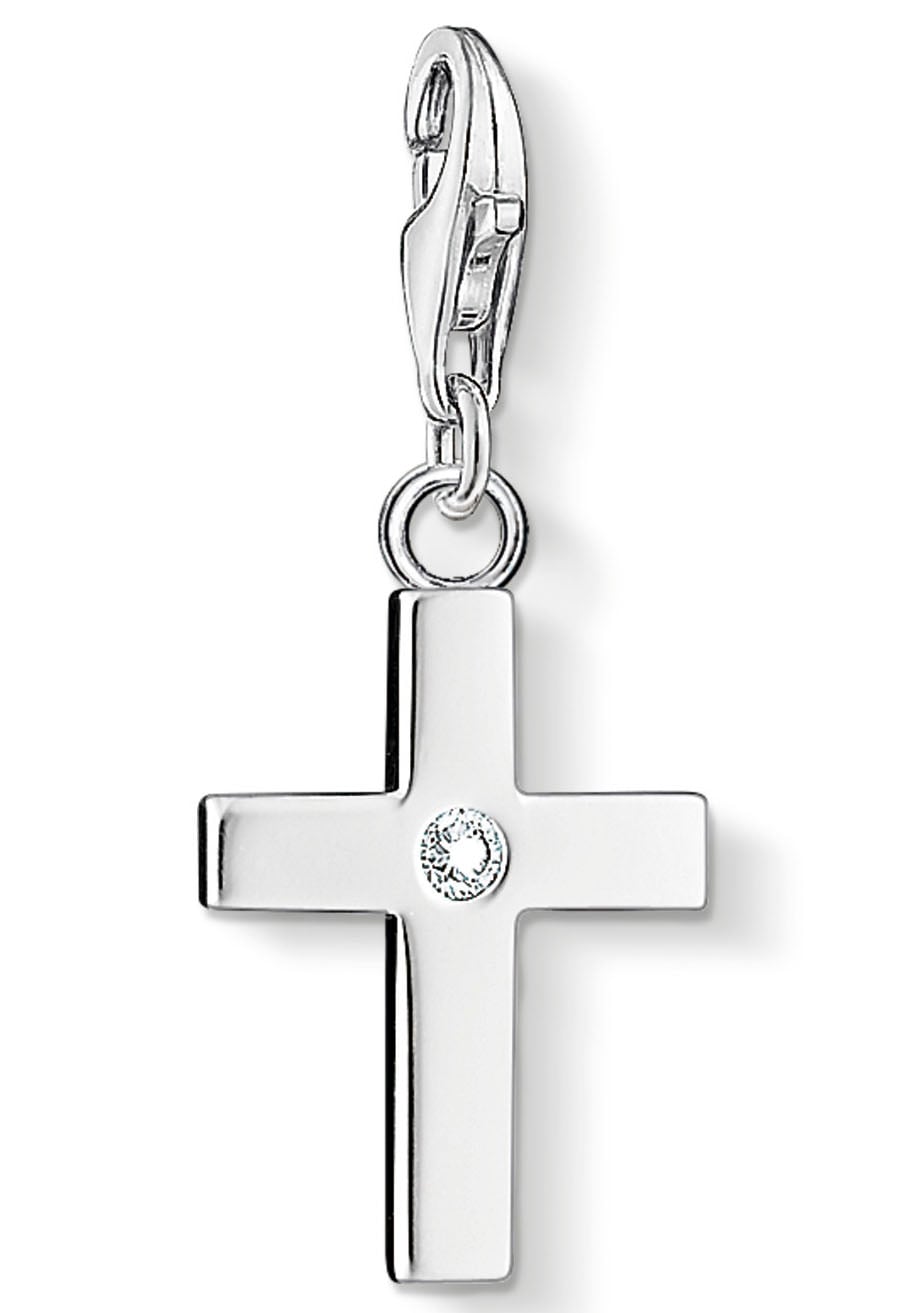 THOMAS SABO Damen Charm-Einhänger "Kreuz", bunt, Silber 925 (recycelt), Charms, mit Zirkonia (synth.)