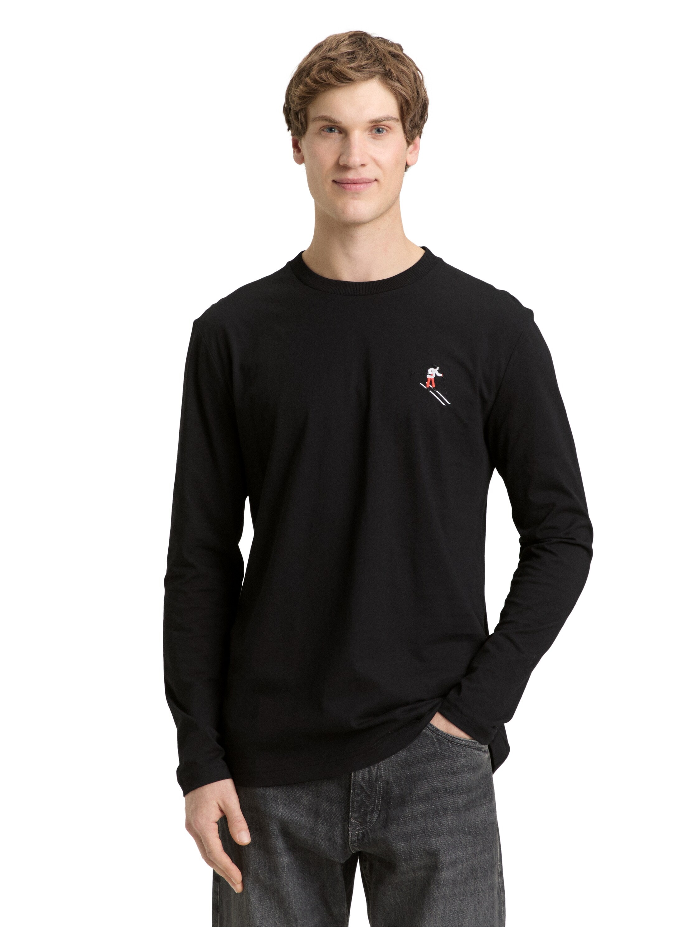 TOM TAILOR Denim Langarmshirt mit Logo-Stickerei auf der Brust günstig online kaufen