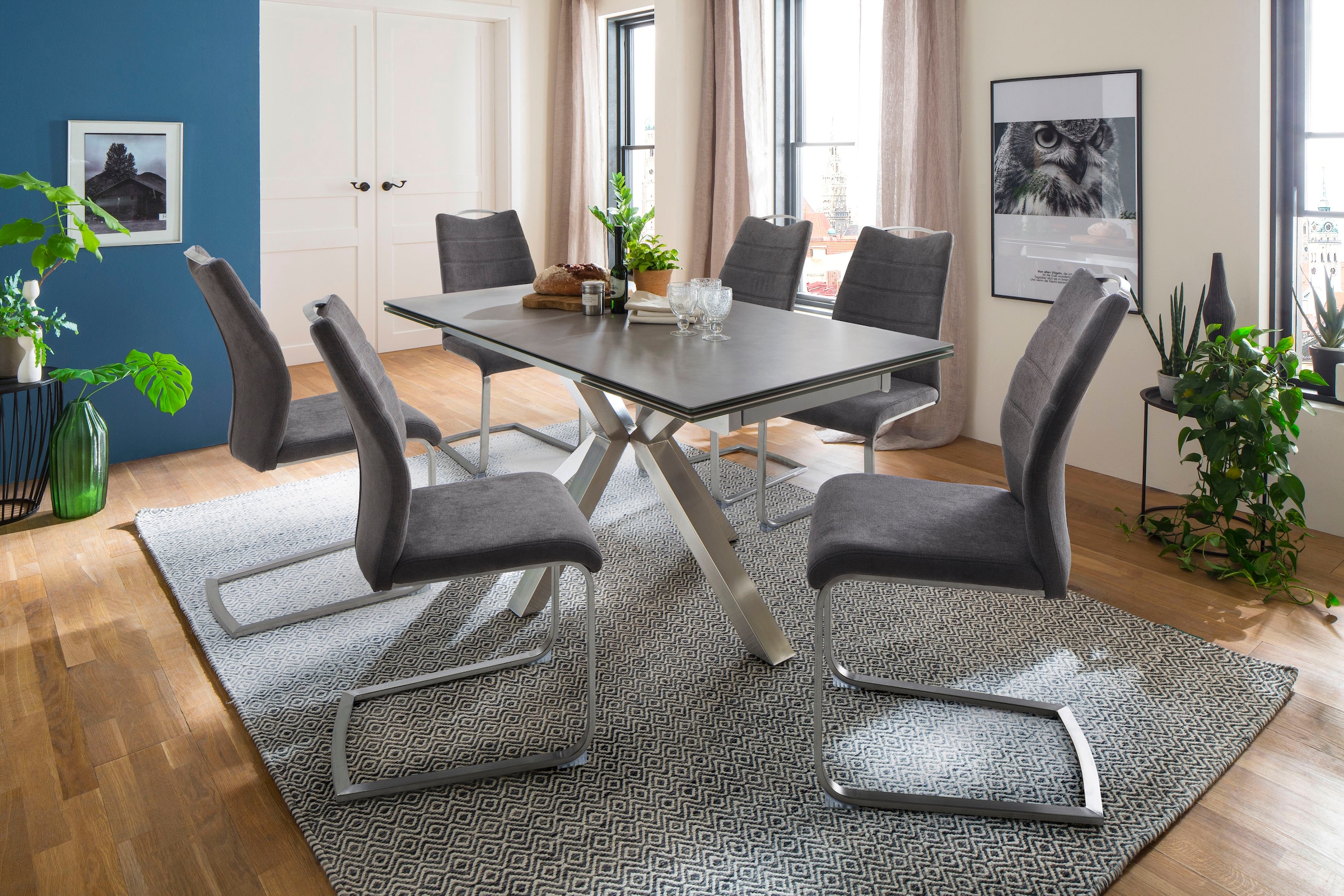 MCA furniture Esstisch »Nagano«, Esstisch Glas-Keramik mit Stirnauszug