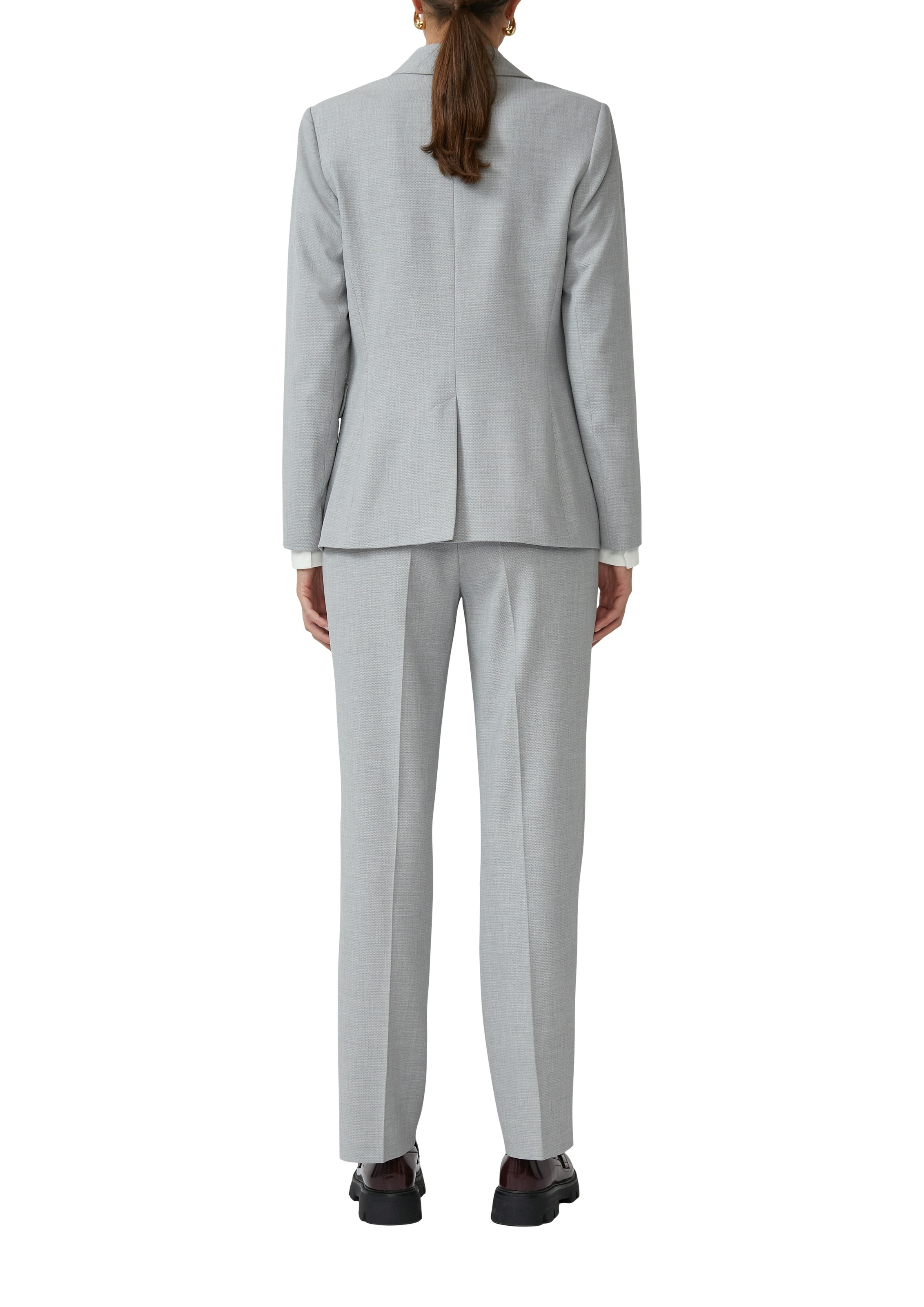 Jackenblazer S.OLIVER BLACK LABEL, Damen, Gr. 44, grau, Web, Obermaterial: 49% Polyester, 48% Viskose, 3% Elasthan. Futter: 100% Polyester, unifarben, tailliert taillenbedeckt, Manschette, Blazer, mit Logo Detail 4