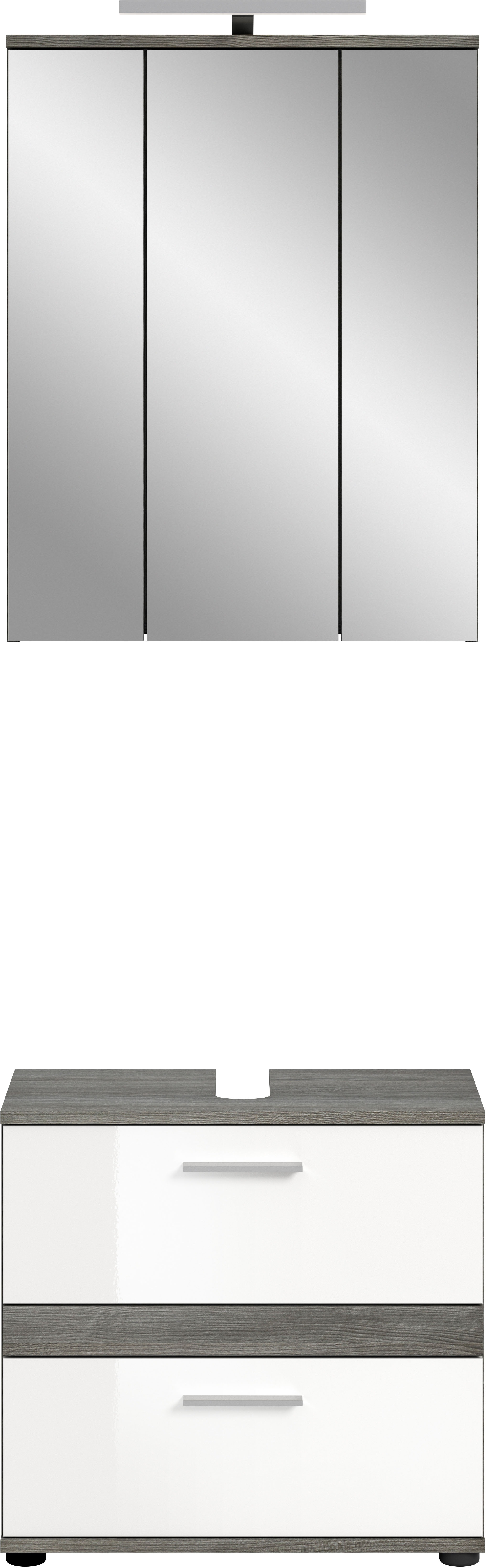 Thumbnail - welltime Badmöbel-Set "Lucca, bestehend aus: 1x Waschbeckenunterschrank & 1x Spiegelschrank" Set, 2 Stk. tlg.