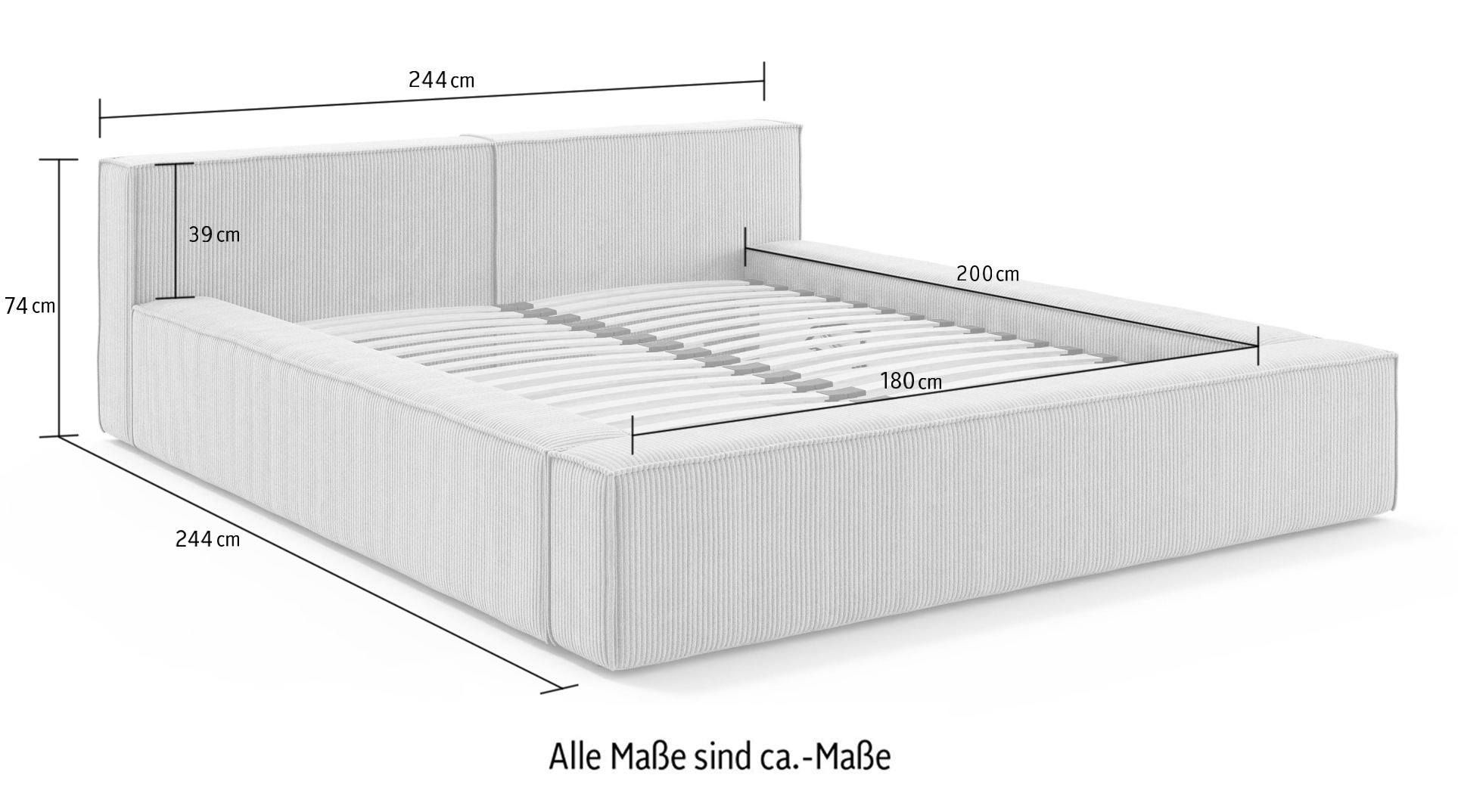 Home affaire Polsterbett »LAUREDA Bettgestell mit Lattenrost, in 4 Breiten- 140, 160, 180, 200cm«, mit Kopfteil und Bettkasten, ohne Matratze