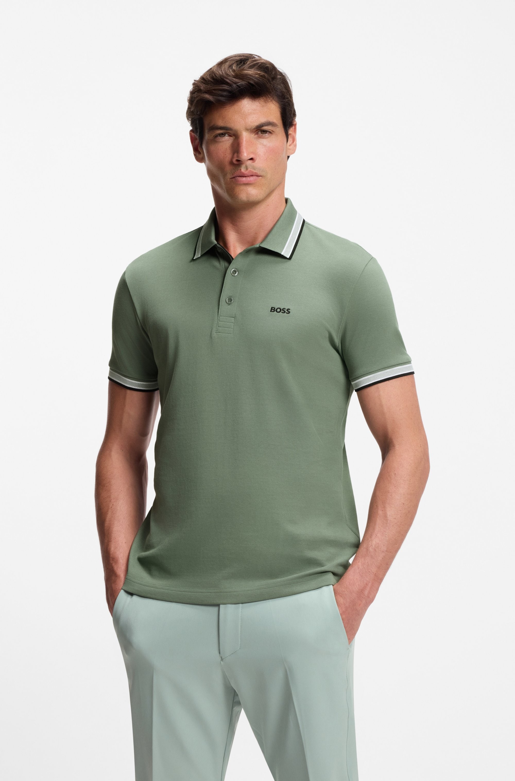 BOSS GREEN Poloshirt "Paddy" atmungsaktive Piqué-Webstruktur, Flachstrickkr günstig online kaufen