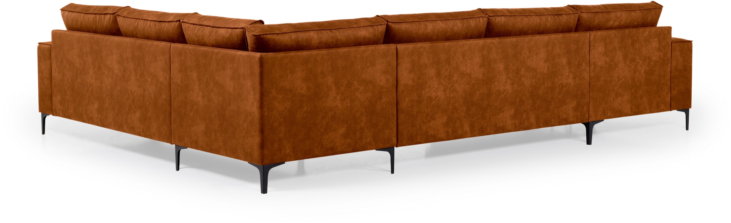 Places of Style Wohnlandschaft »XXL Sofa Oland, Struktur, Flachgewebe, Luxus-Microfaser, Boucle«, U-Form, 342 cm, Wellenunterfederung, Skandi-Design, Metallfüße