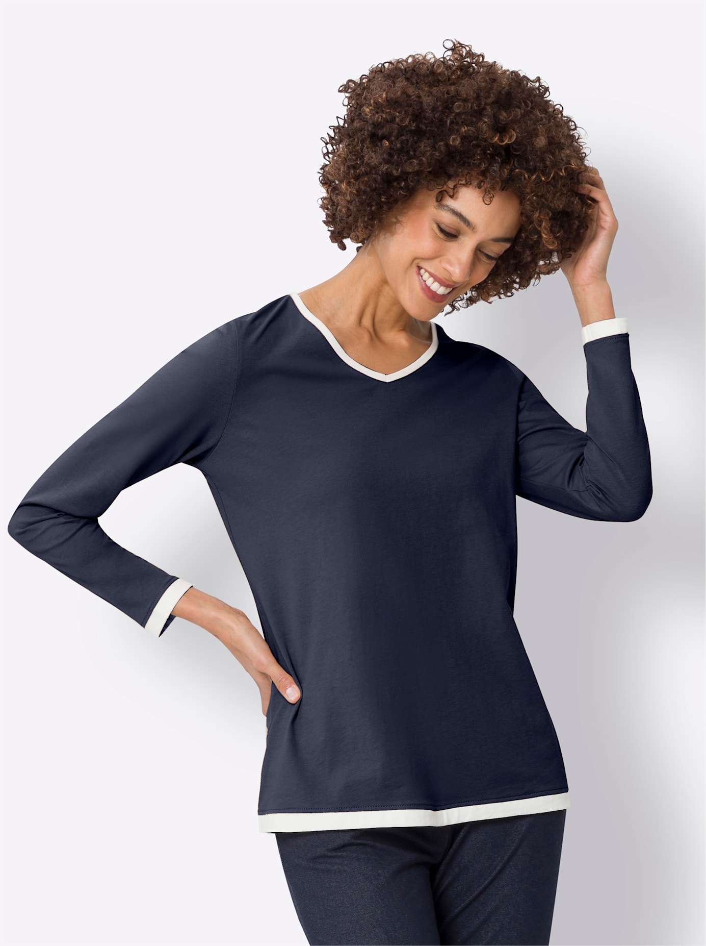 Classic Basics Langarmshirt "V-Shirt", (1 tlg.) günstig online kaufen