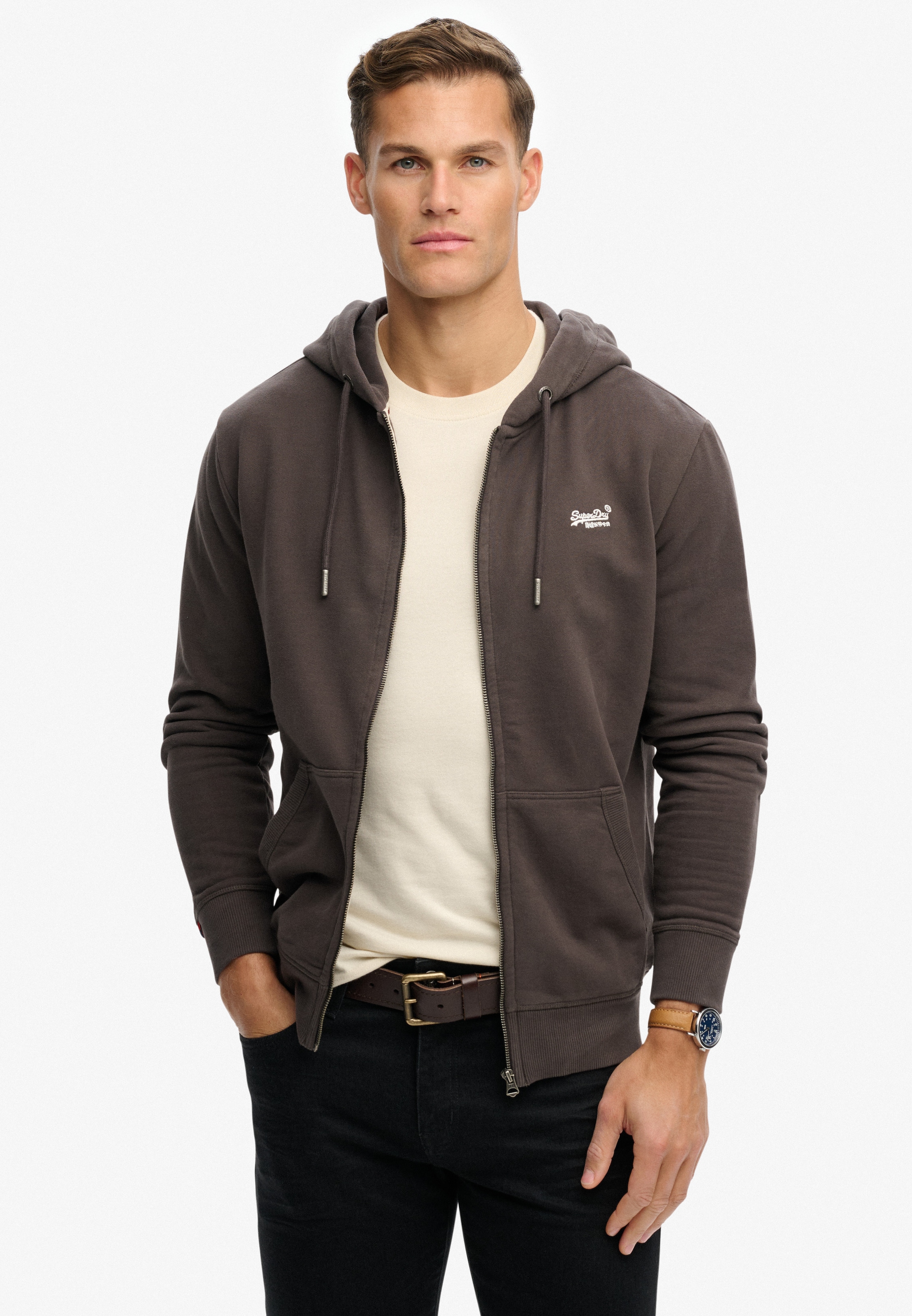 Superdry Kapuzensweatjacke "ESSENTIAL LOGO ZIP HOODIE HB" Baumwollmischung, günstig online kaufen