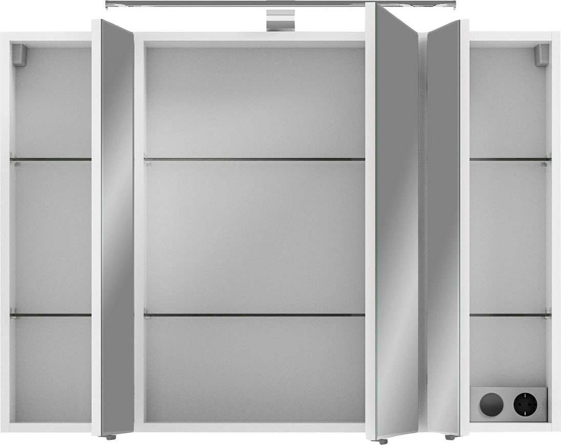Saphir Badmöbel-Set »6005 Sprint 3-teilig, Keramik-Waschtisch mit LED-Spiegelschrank«, (4 St.), Unterschrank, inkl. Türdämpfer, 4 Türen, 3 Schubladen, Bad-Set
