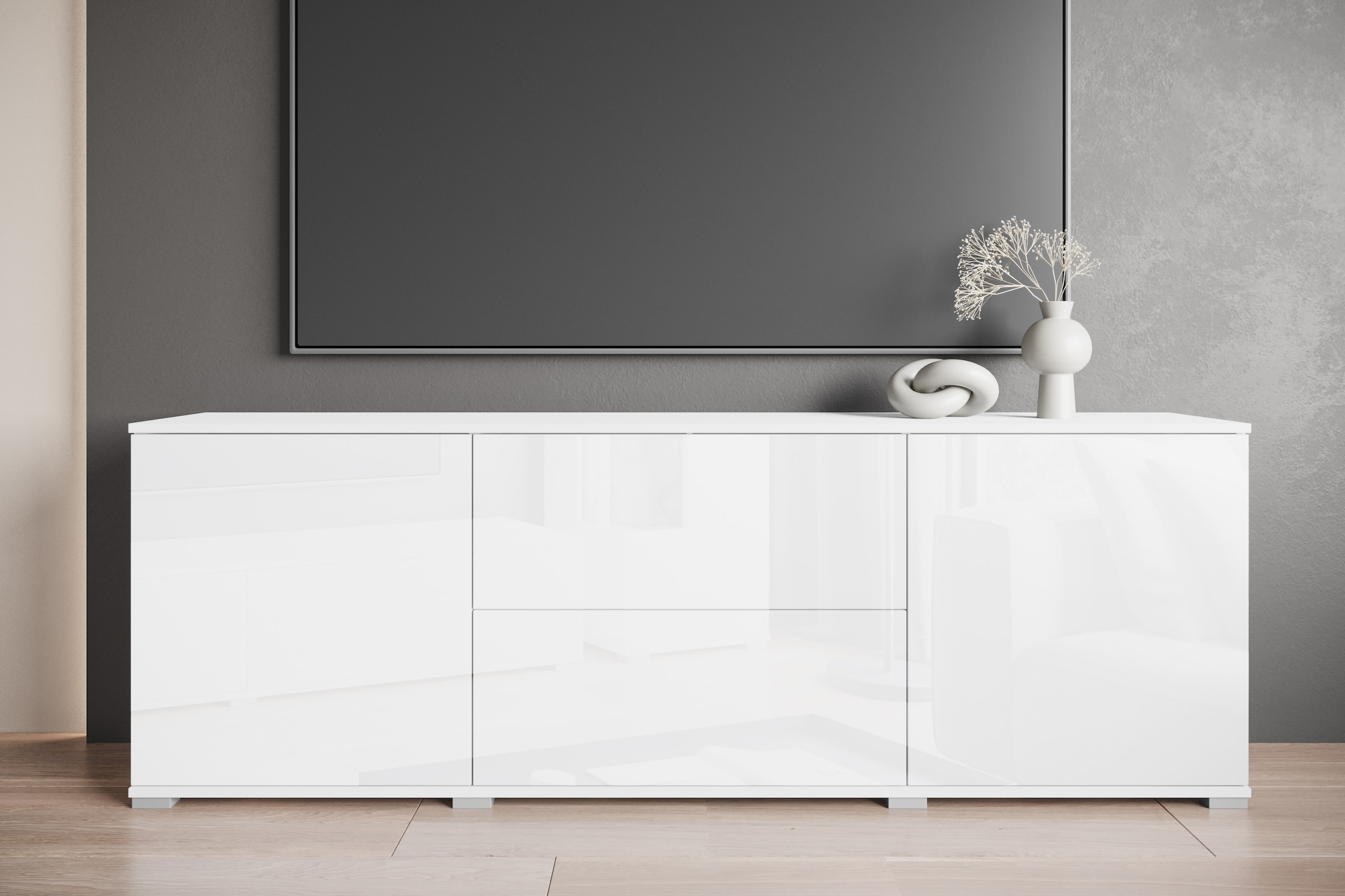 INOSIGN Lowboard "Kenia", (1 St.), Der moderne TV-Schrank, mit 2 Türen und 2 Schubladen, Breite 180 cm