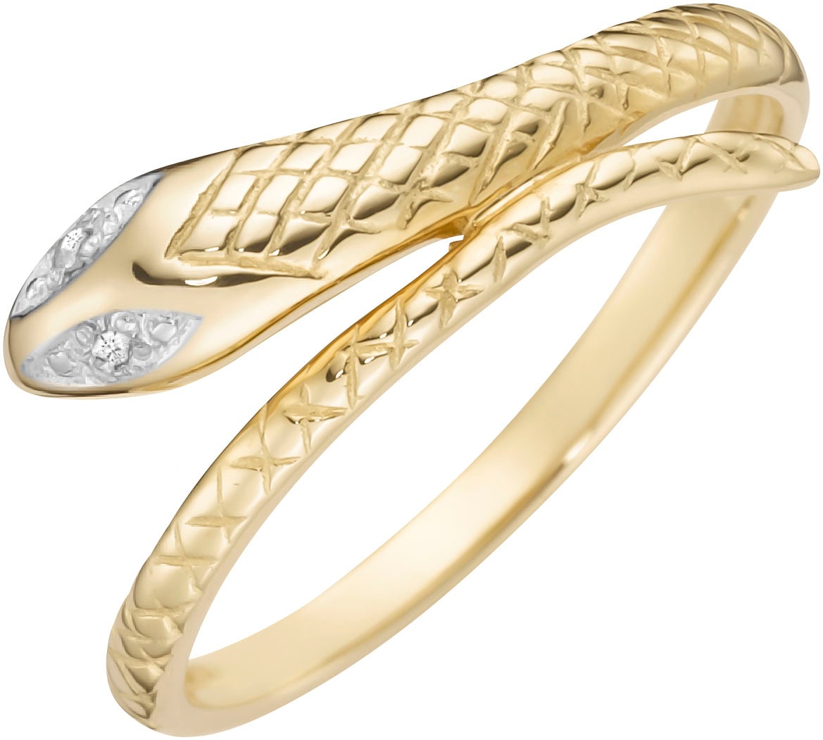 Fingerring »Schmuck Geschenk Gold 375 Damenring Goldring Schlange bicolor«, mit Diamanten
